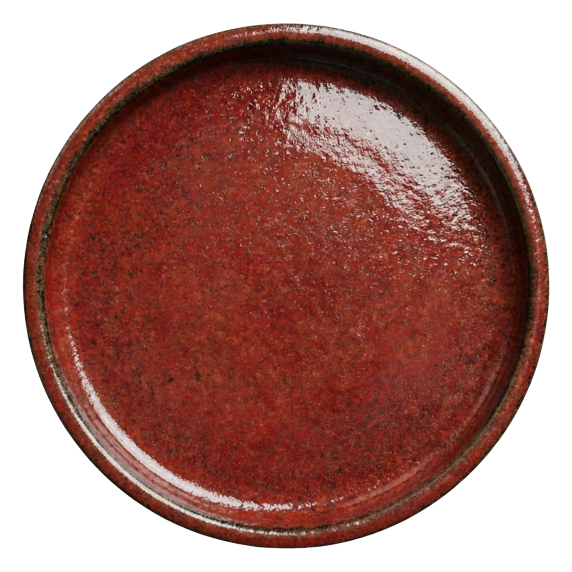 28cm brick red saucer, handmade in glazed terracotta