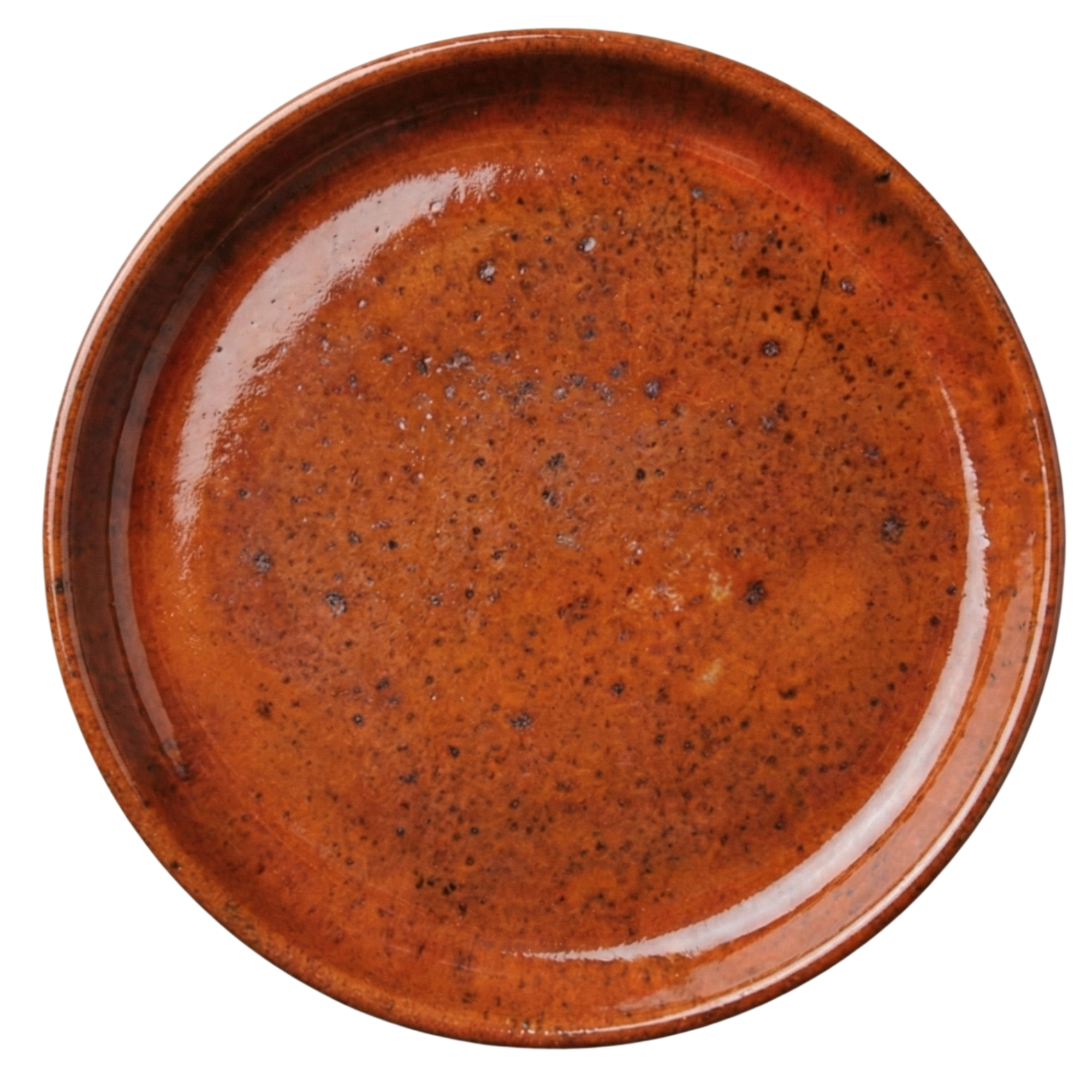 Round saucer 28cm autumn rust, handmade in glazed terracotta