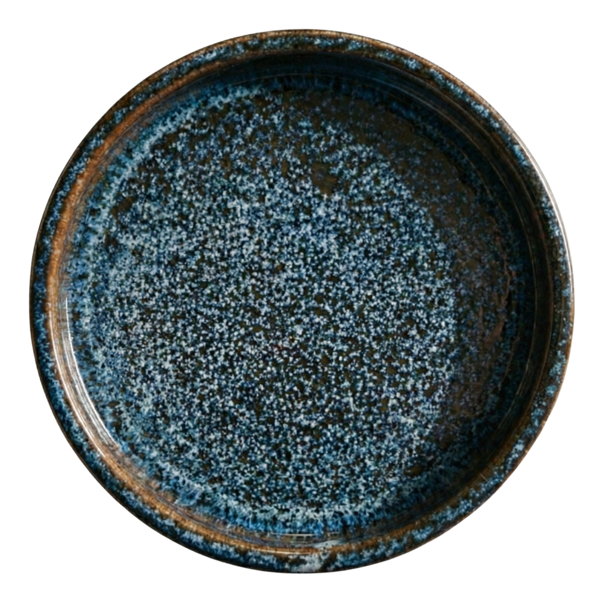 28cm abyss blue saucer, handmade in glazed terracotta