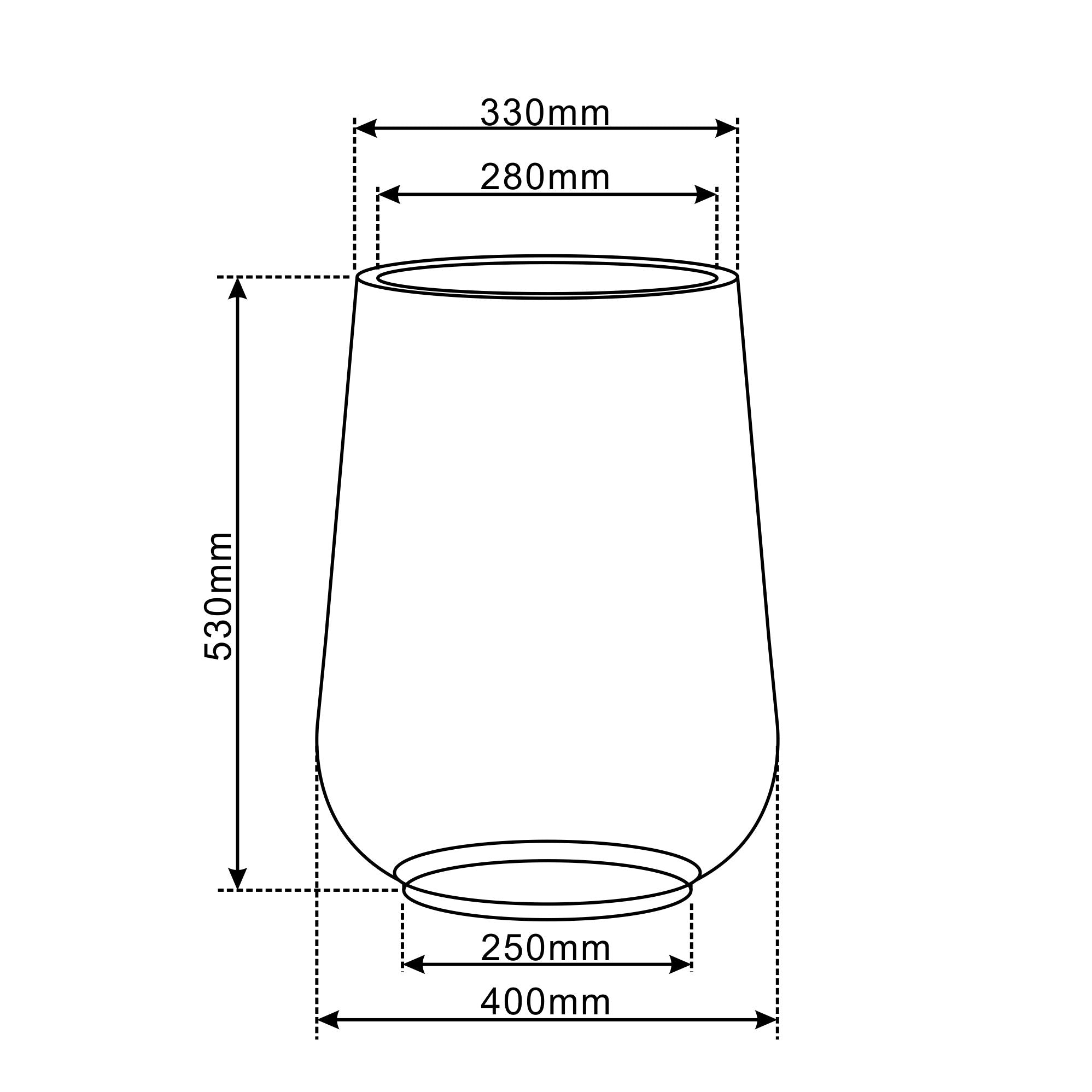 Cache-pot pré percé MONOLITH 40x53cm noir mat