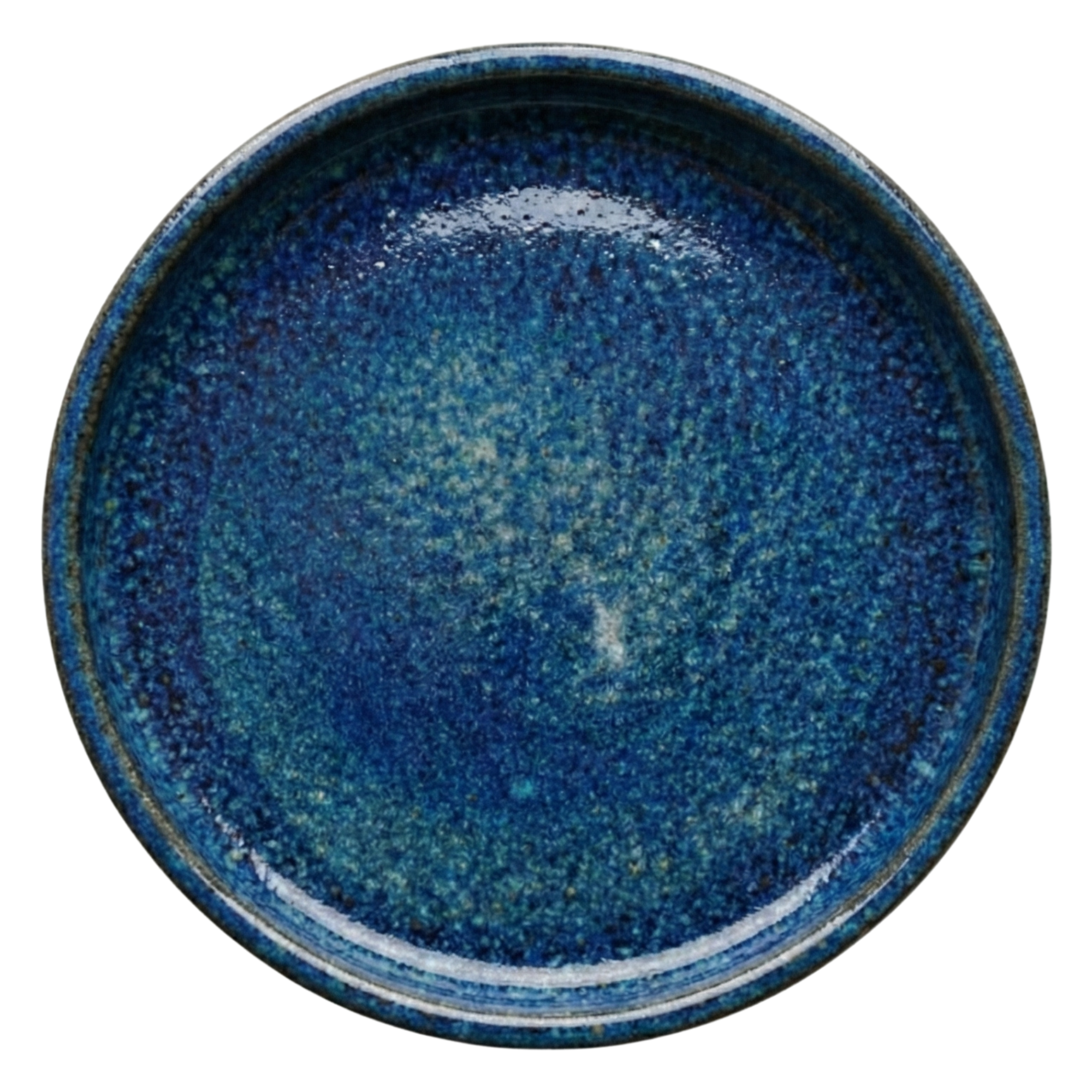 28cm ultramarine blue saucer, handmade in glazed terracotta