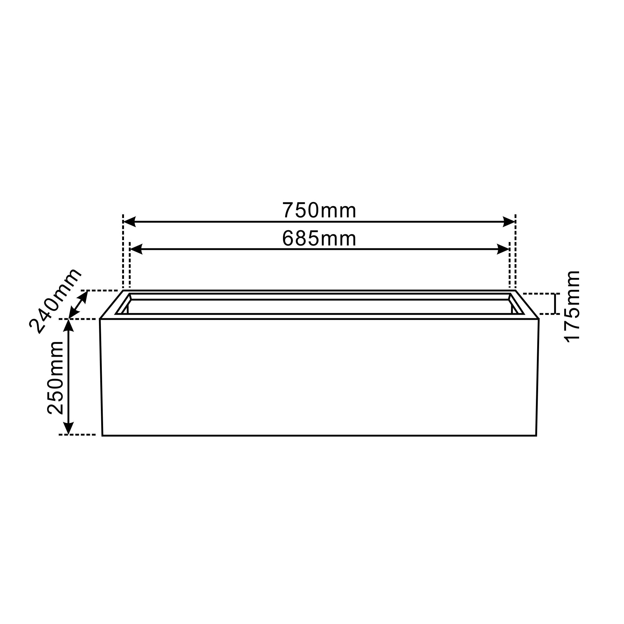 HORIZON planter 75x24x25cm dark grey