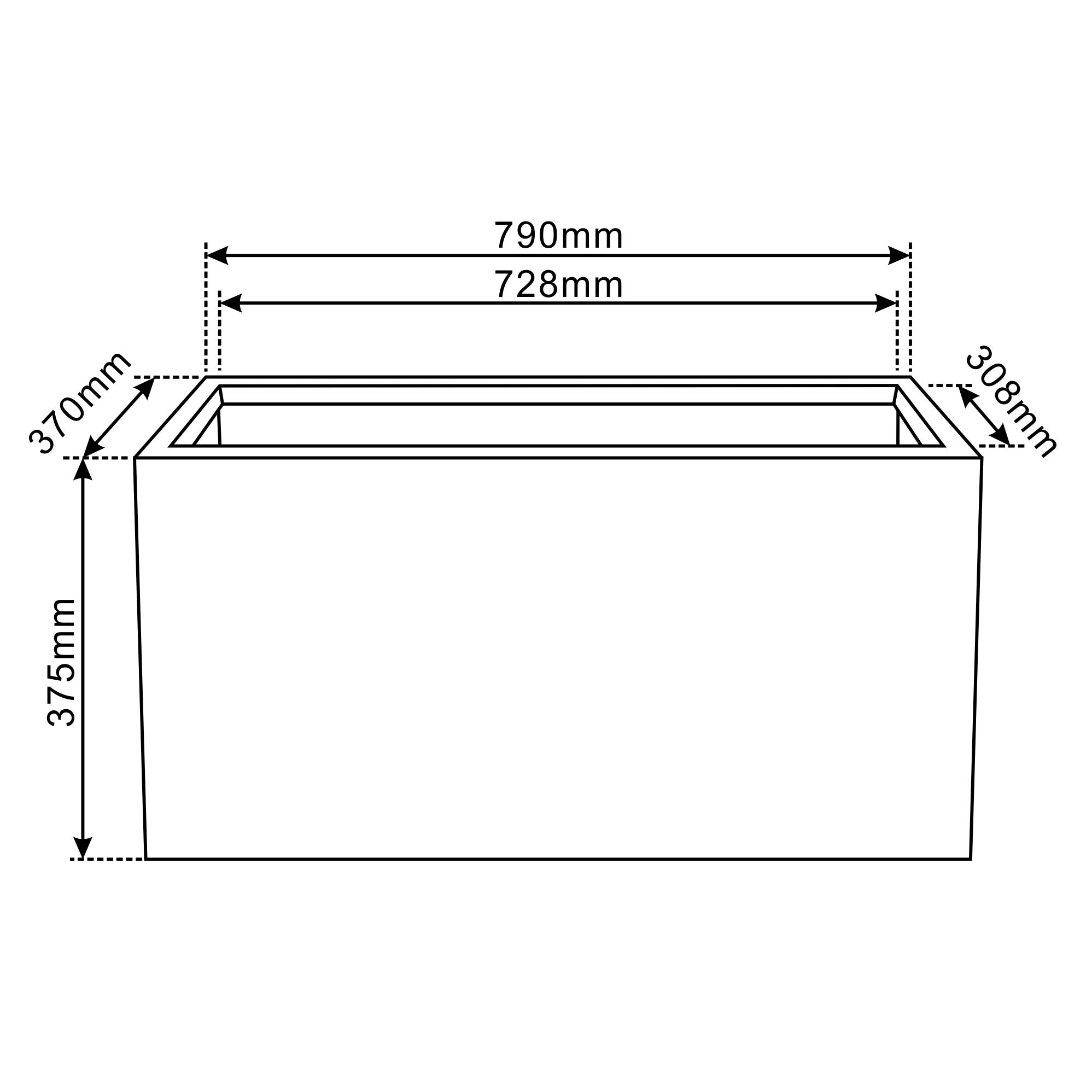 HORIZON planter 79x37x37cm light grey