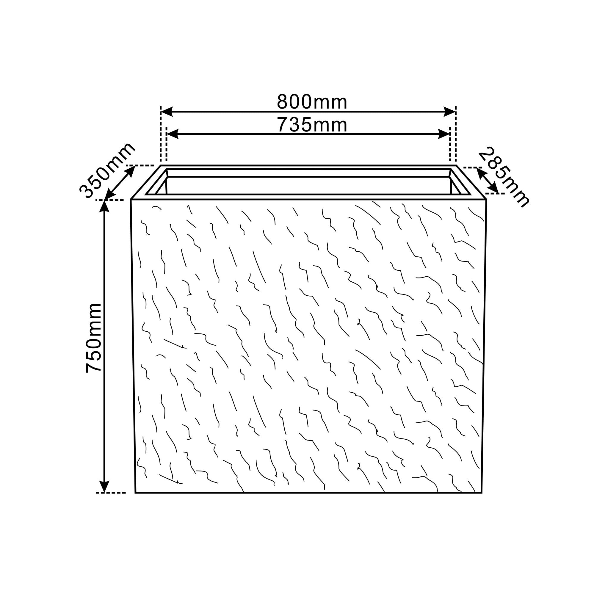 Jardinière ALPHA 80x35x75cm gris clair