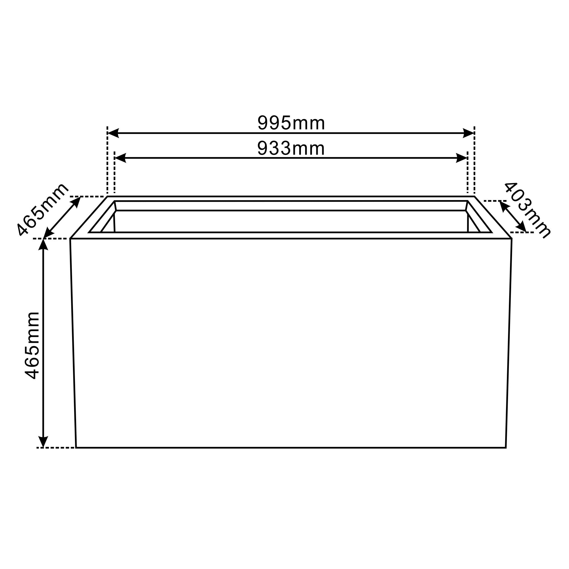 Jardinière HORIZON 99x46x46cm gris clair