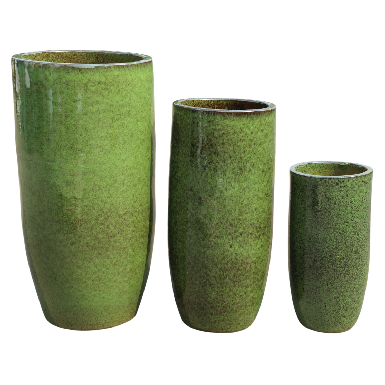 ATHENA 40x81, large outdoor pot, handmade in glazed terracotta, frost-resistant, tropical green