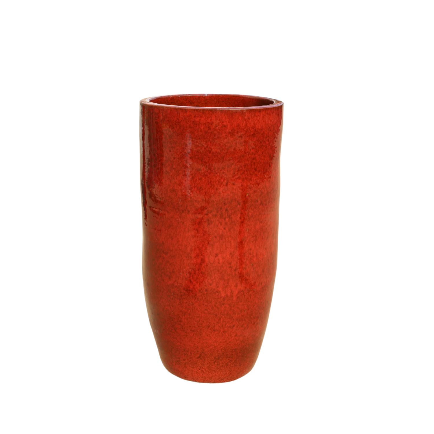 ATHENA 25x50, large outdoor pot, handmade in glazed terracotta, frost-resistant, tropical red