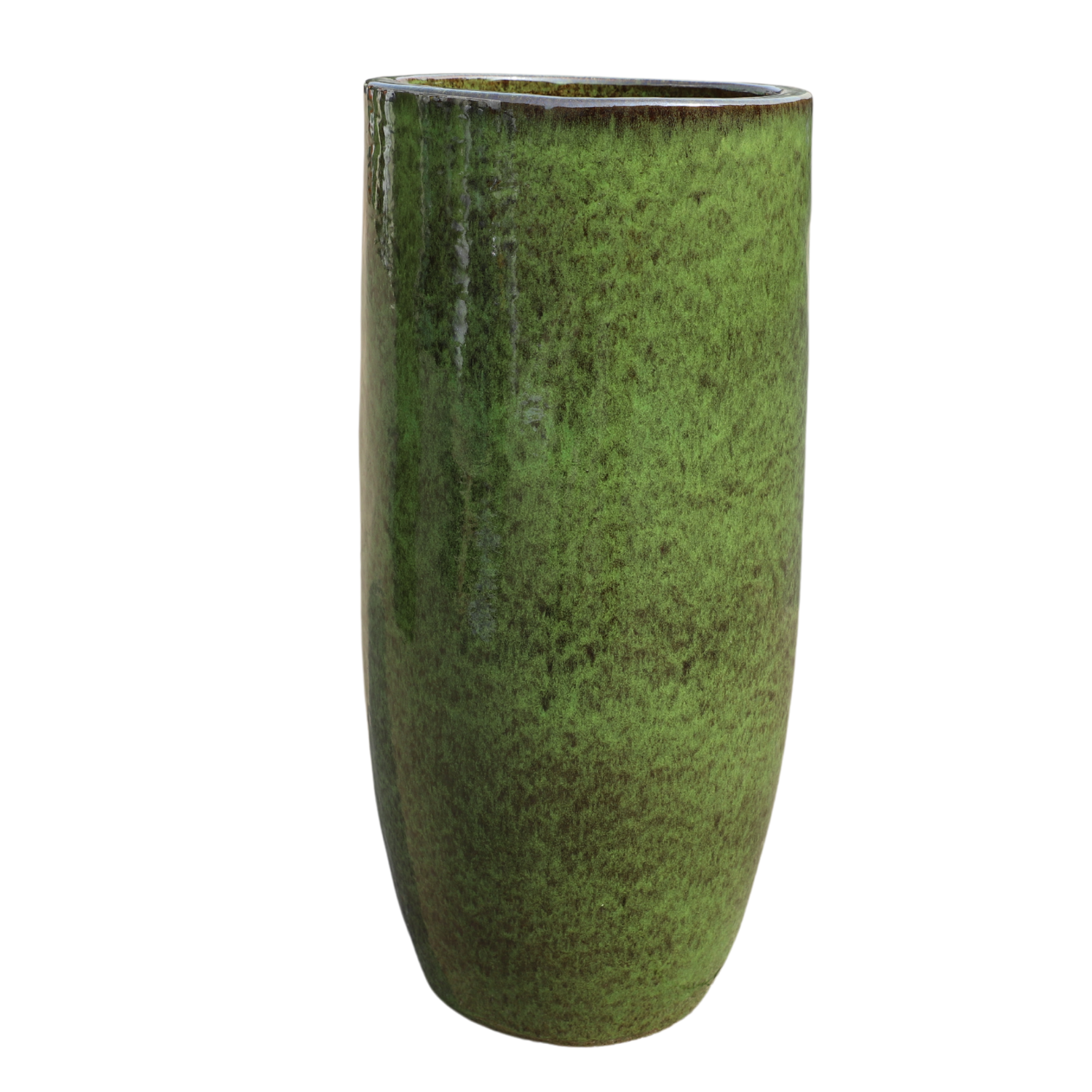 ATHENA 40x81, large outdoor pot, handmade in glazed terracotta, frost-resistant, tropical green