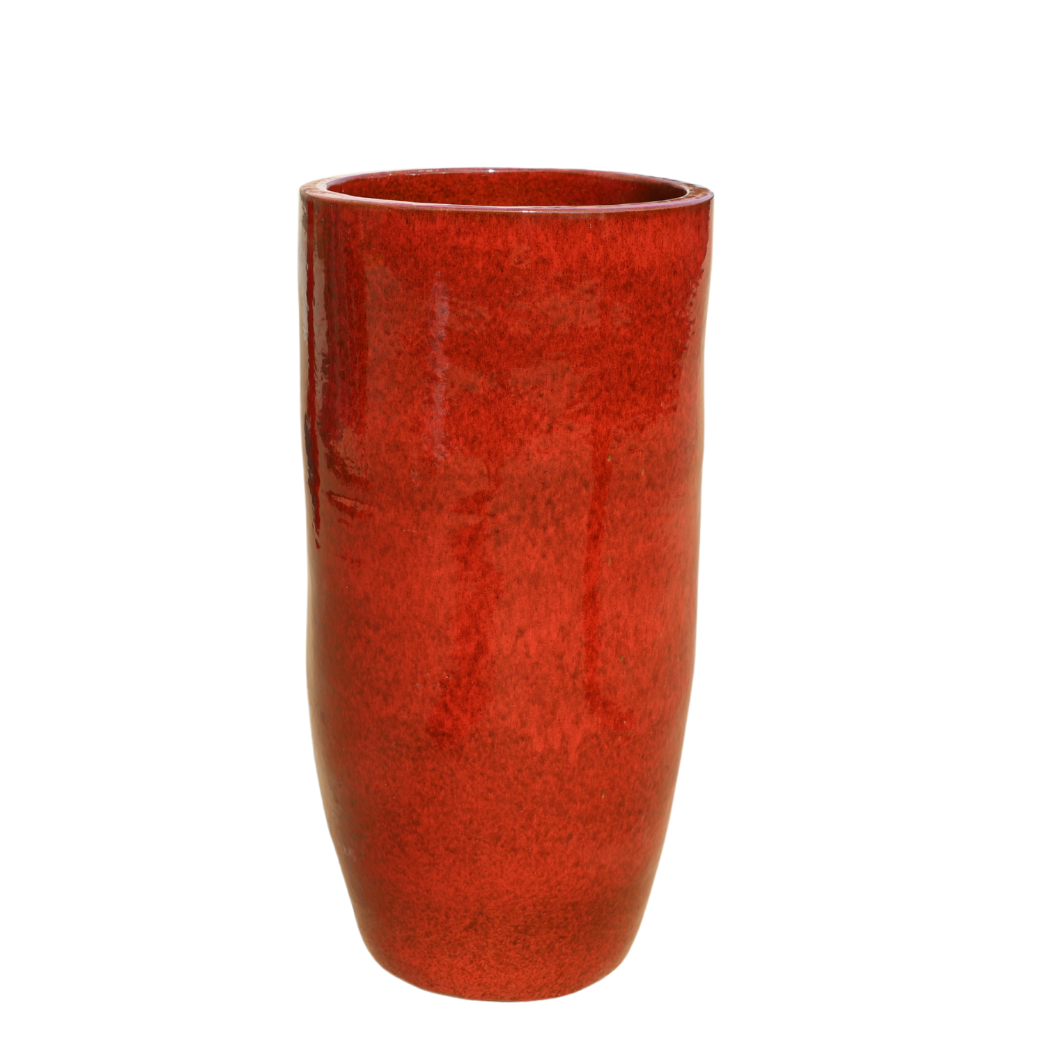 ATHENA 40x81, large outdoor pot, handmade in glazed terracotta, frost-resistant, tropical red