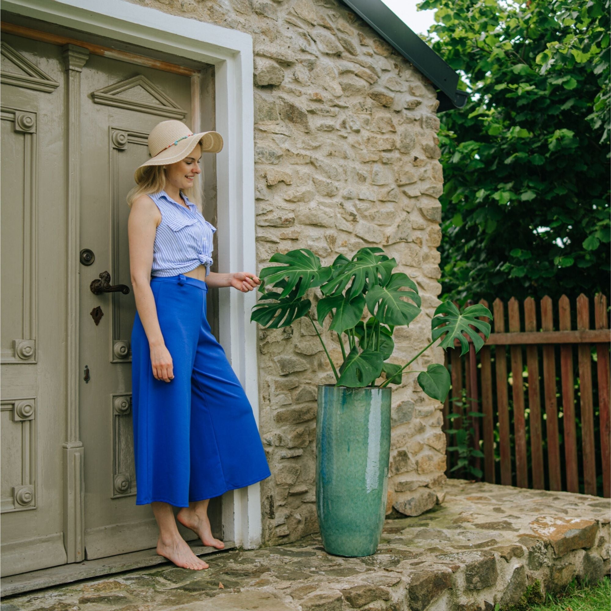 Pot ATHENA 31x70cm bleu océan