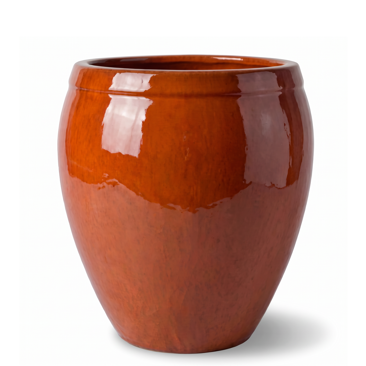 Pot ATLAS décoratif 52x58 cm orange tropical en terre cuite émaillée, vue de face sur fond blanc