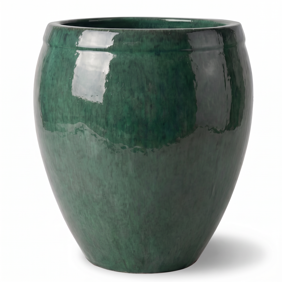 Pot ATLAS décoratif 75x78 cm jade en terre cuite émaillée, vue de face sur fond blanc