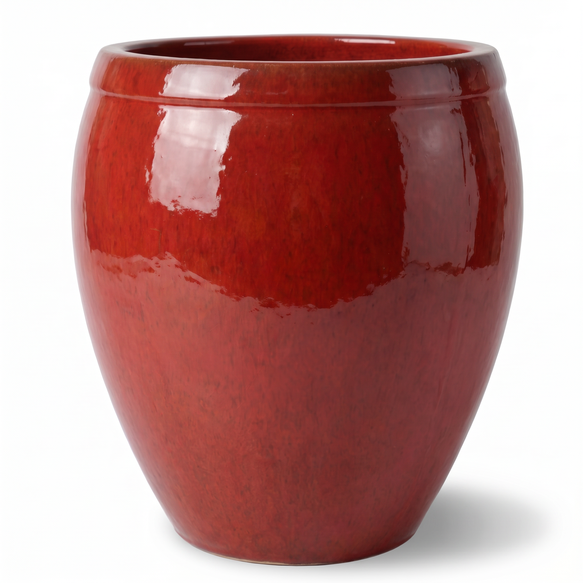 Pot ATLAS décoratif 75x78 cm rouge tropical en terre cuite émaillée, vue de face sur fond blanc