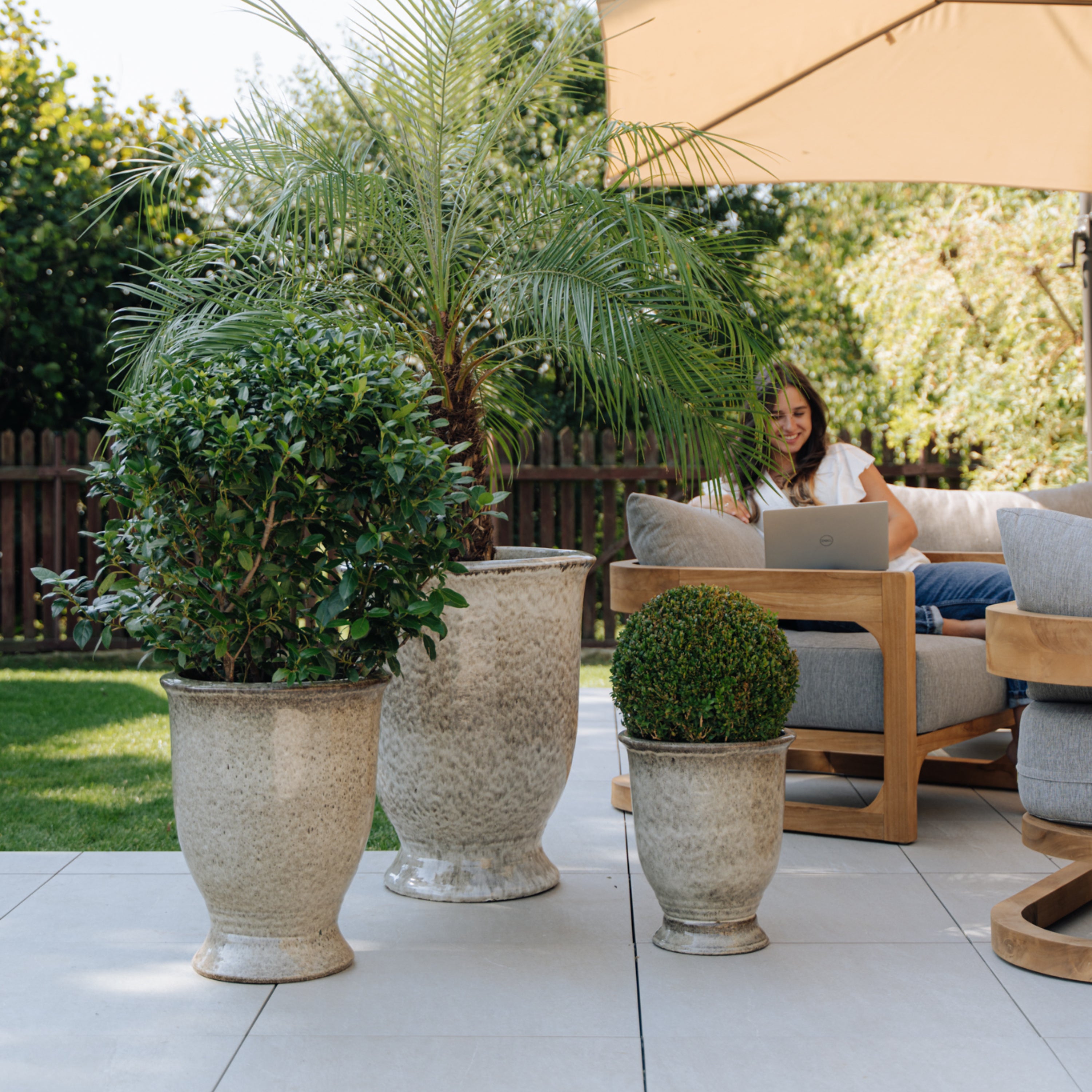 Pot ARTHUR 32x39cm blanc tigré