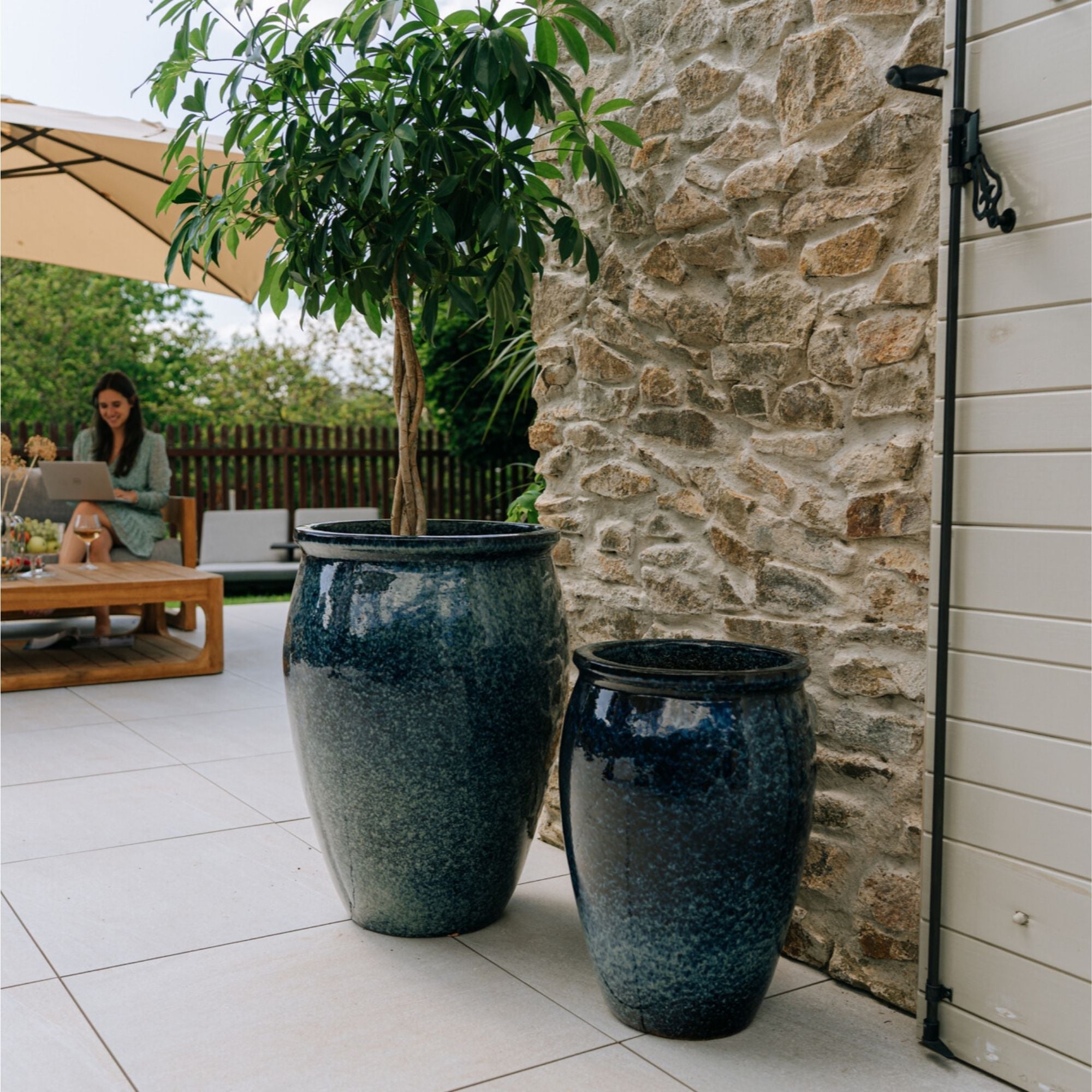 Pot BACCHUS 50x68cm bleu abysse