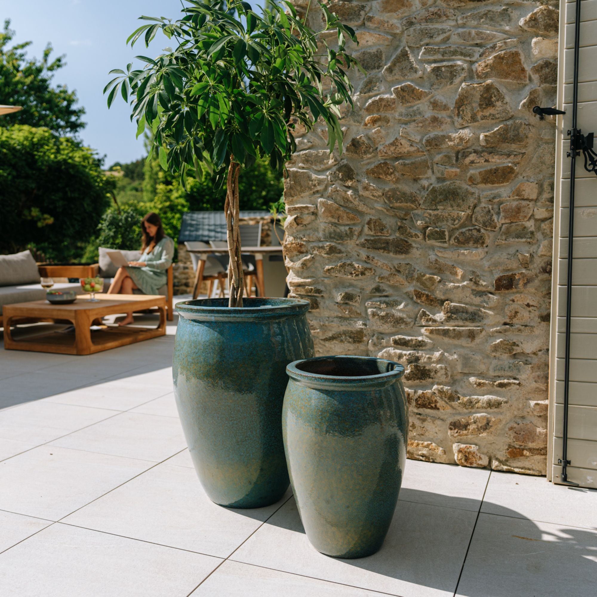 Pot BACCHUS 36x52cm bleu fer