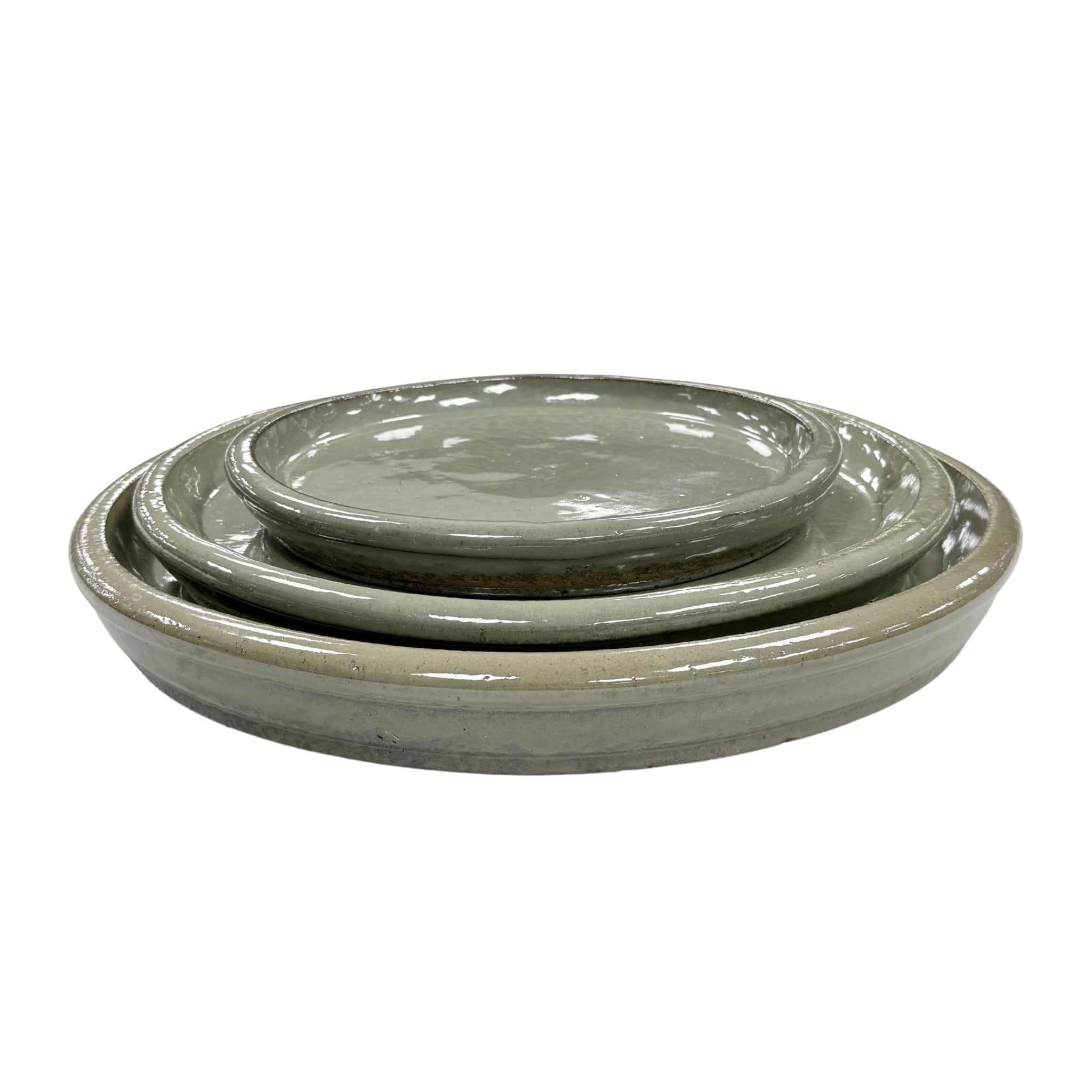 Round saucer 43cm cream green