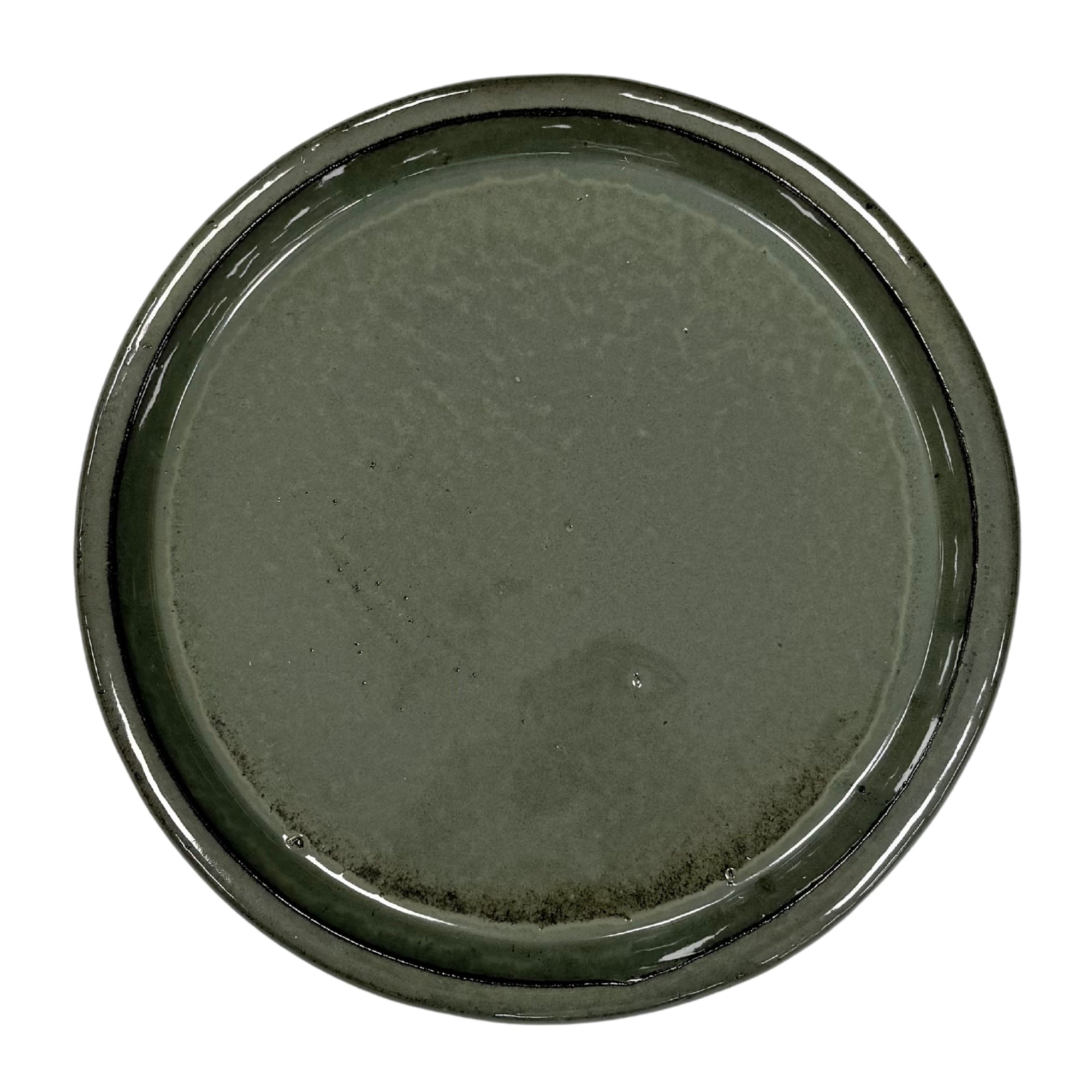 Round saucer 33cm cream green