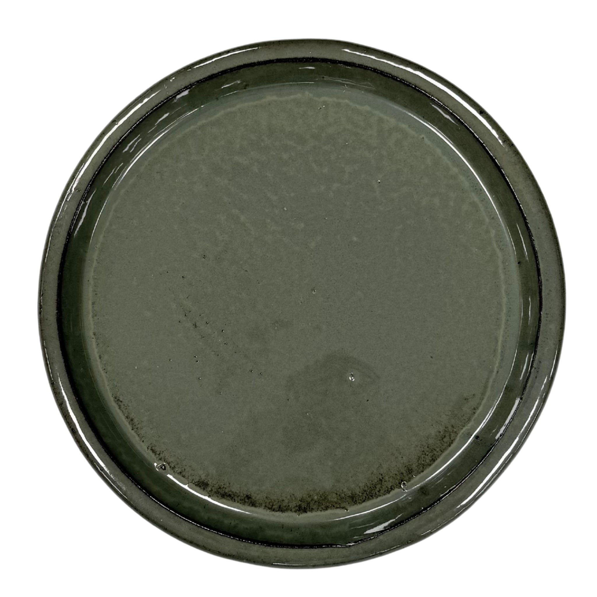 Round saucer 43cm cream green