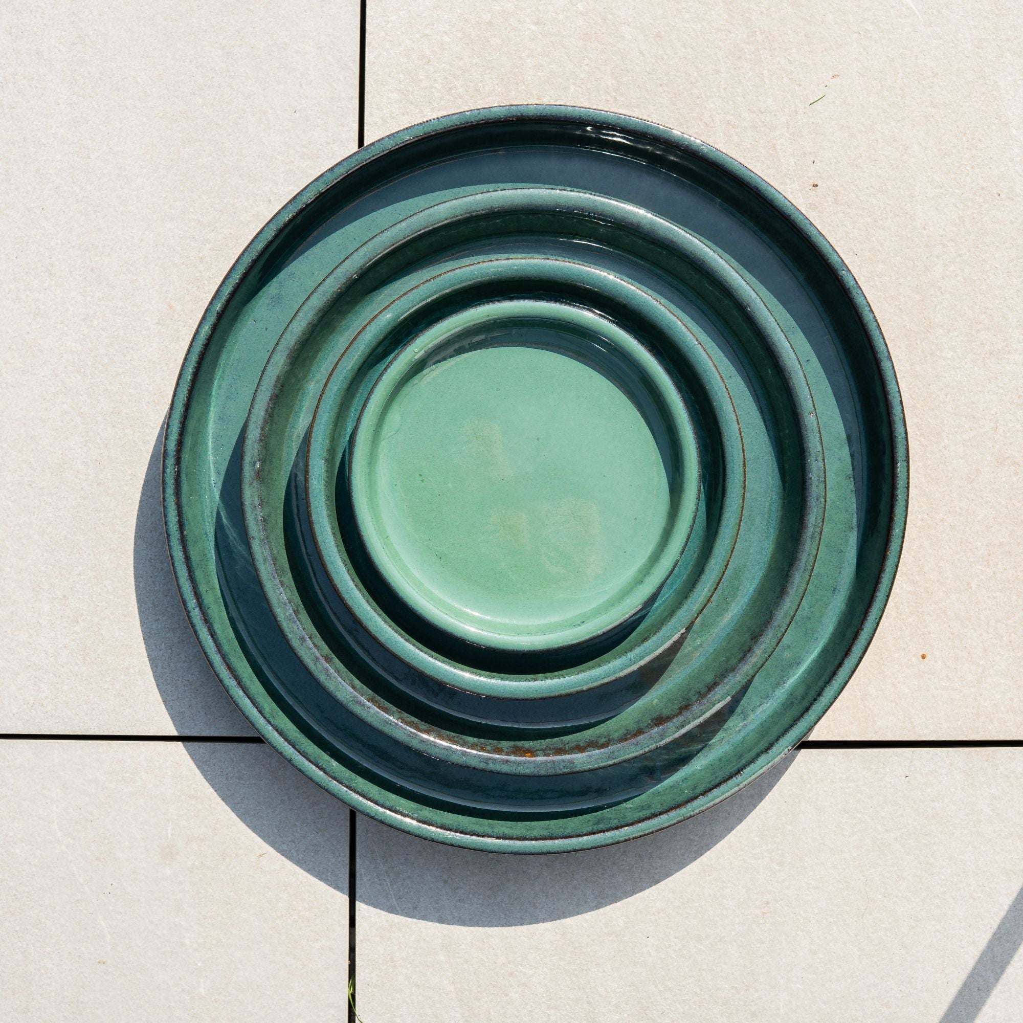 40cm jade saucer handmade in glazed terracotta