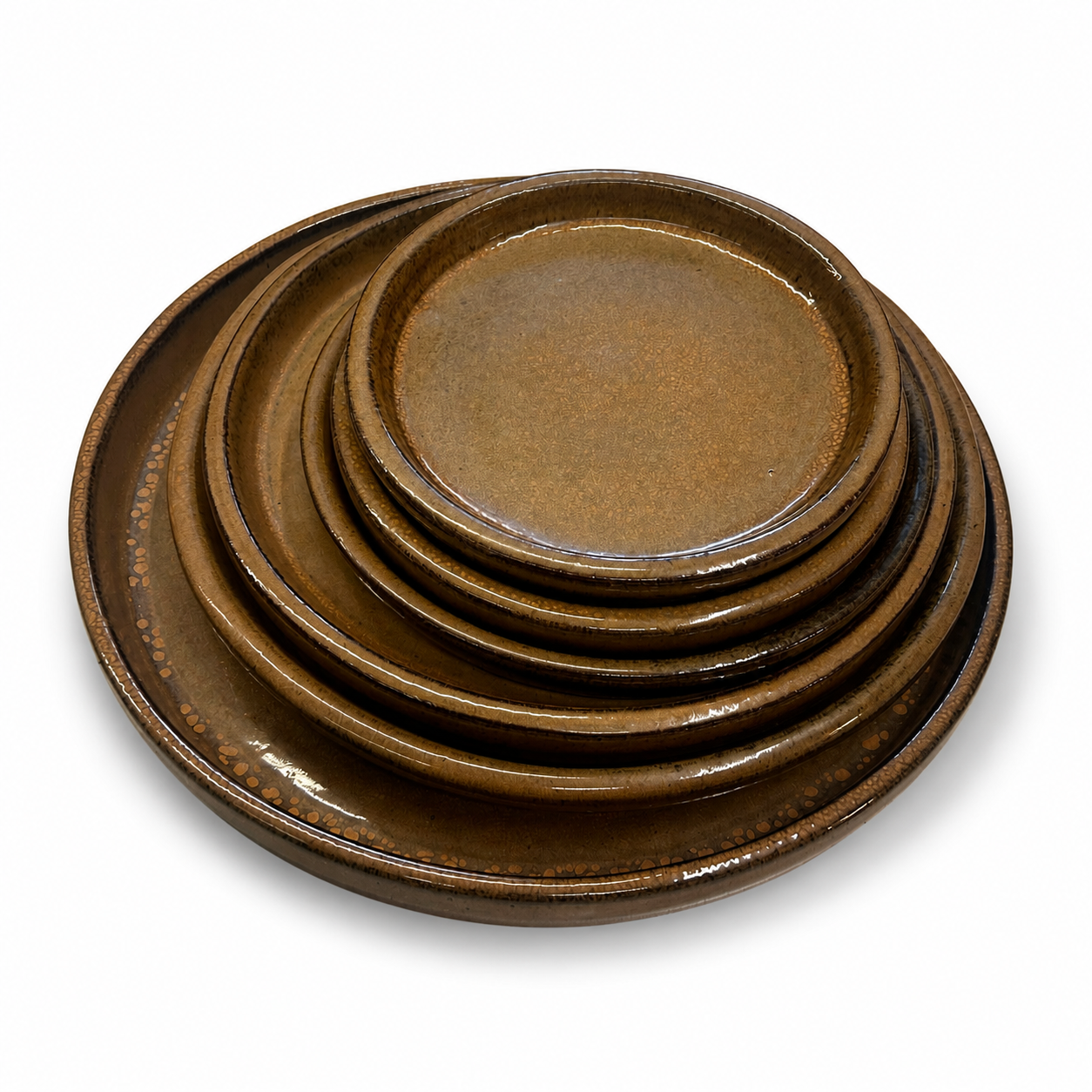 Round saucer 34cm amber honey