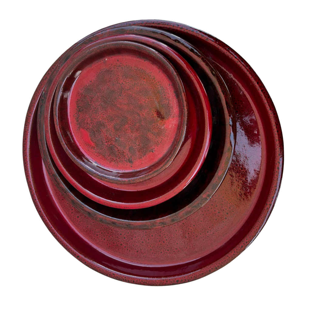 24cm imperial red saucer handmade in glazed terracotta