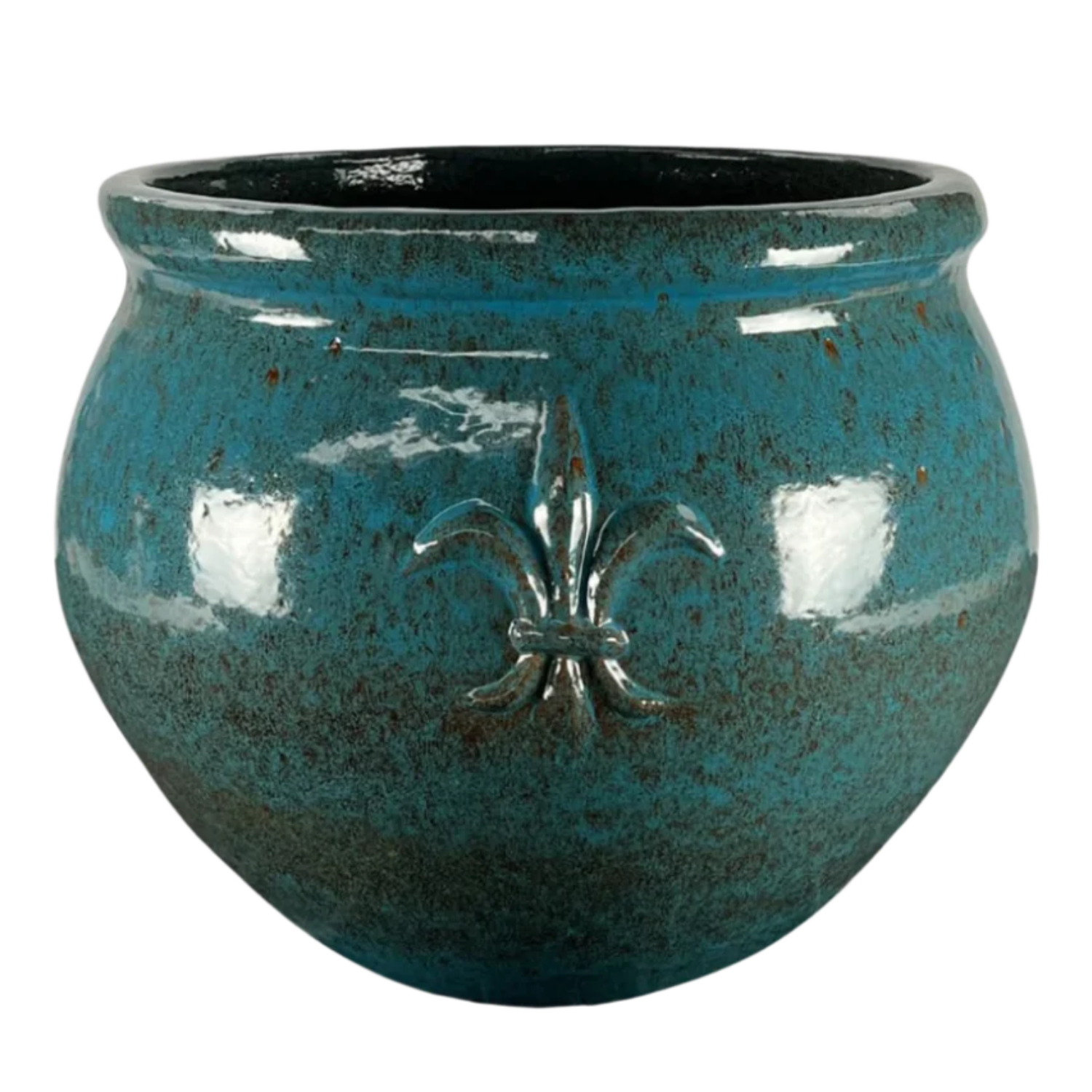 CLOVIS 85x64 cm, large outdoor handmade pot in glazed terracotta, frost-resistant, steel blue