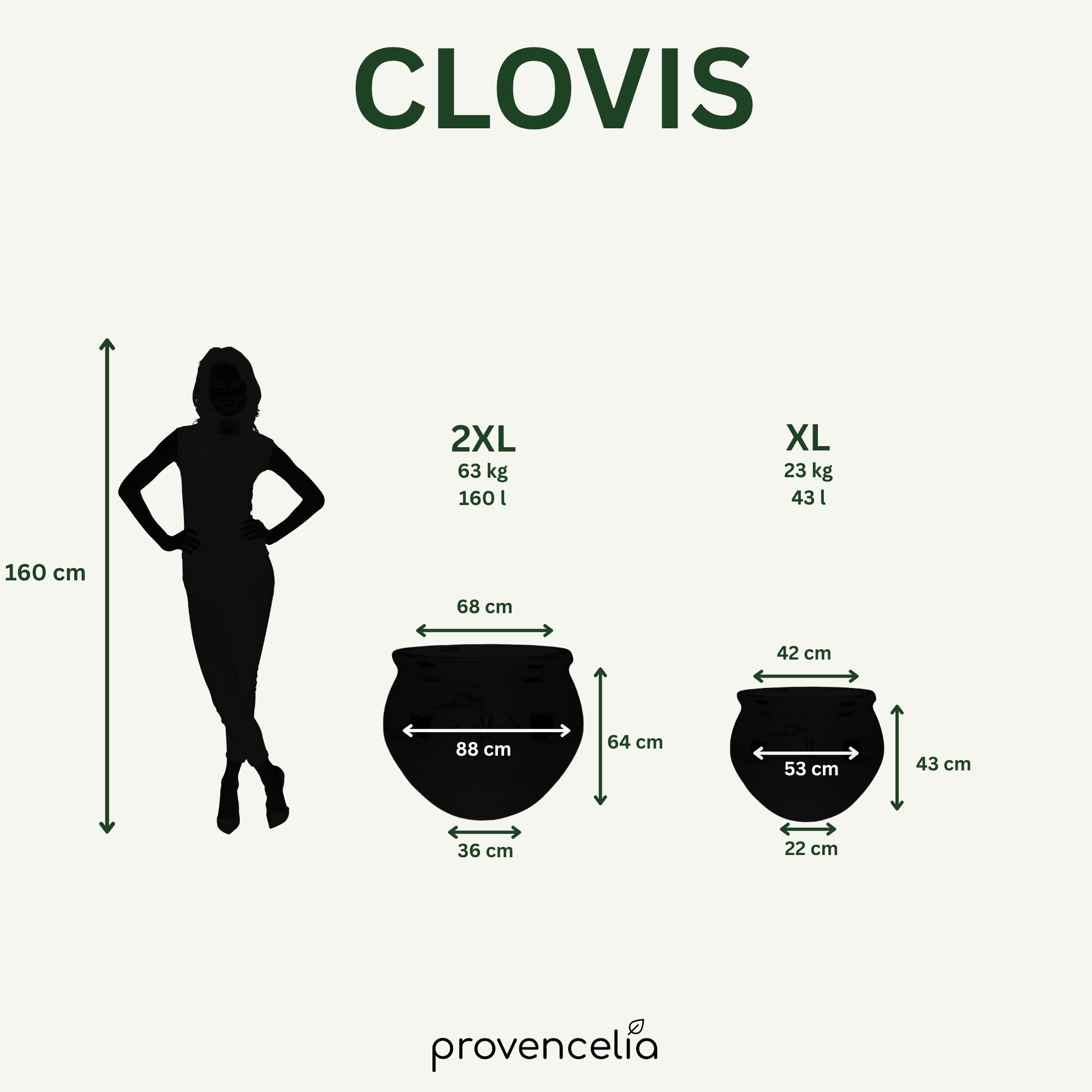 Pot CLOVIS 53x43cm miel ambré