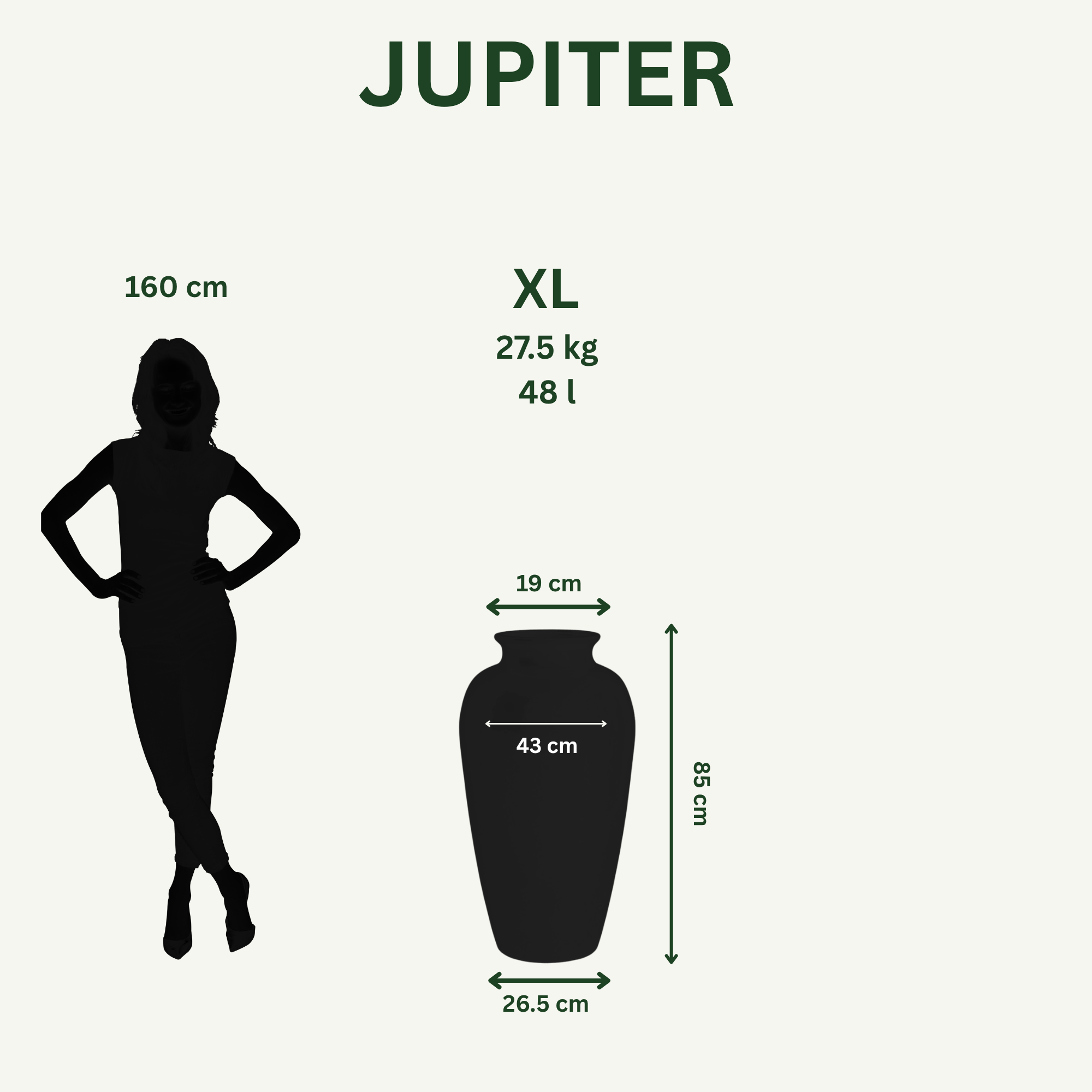 Pot JUPITER 40x83cm tropisch groen