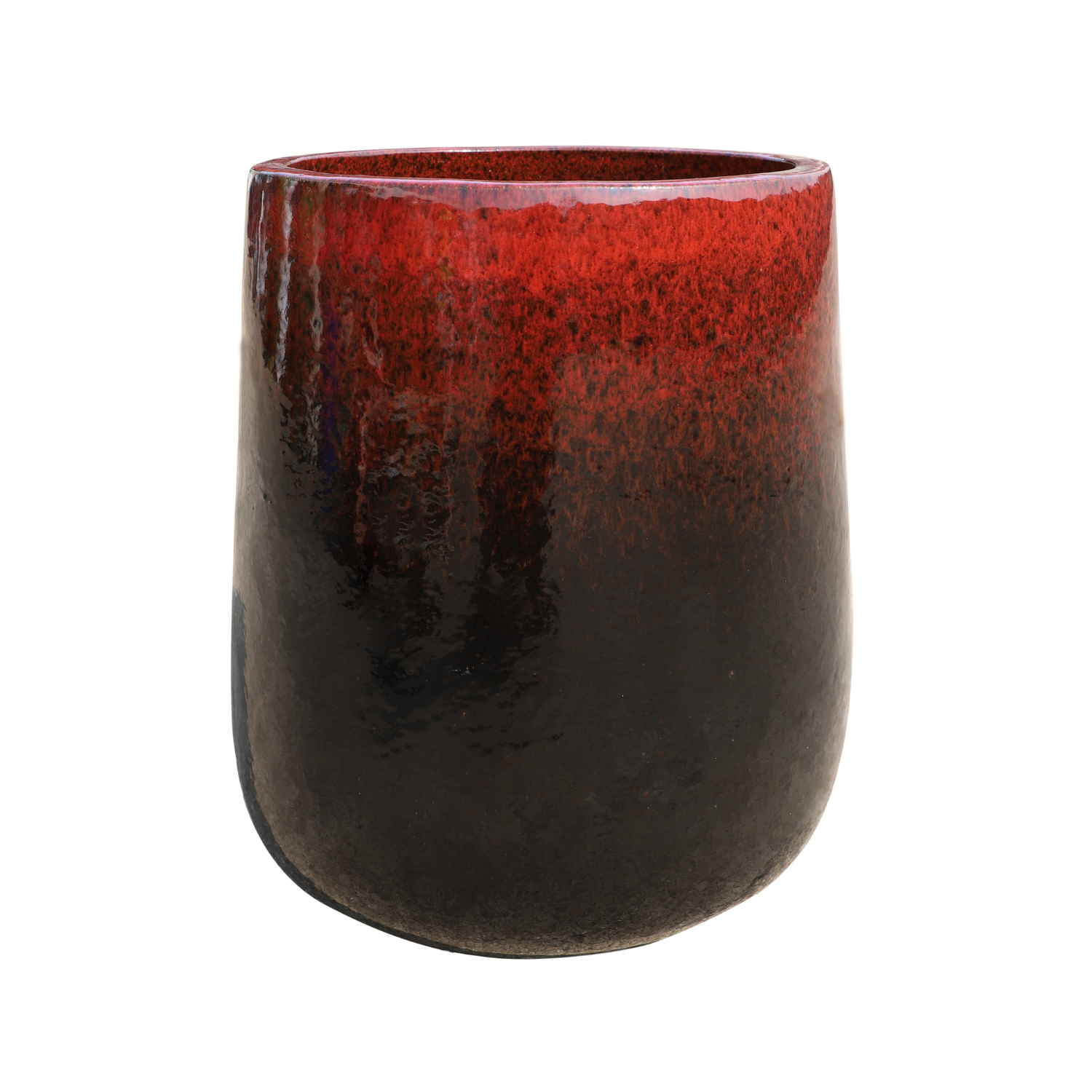DIANE 23x23, large outdoor pot, handmade in glazed terracotta, frost-resistant, red on black
