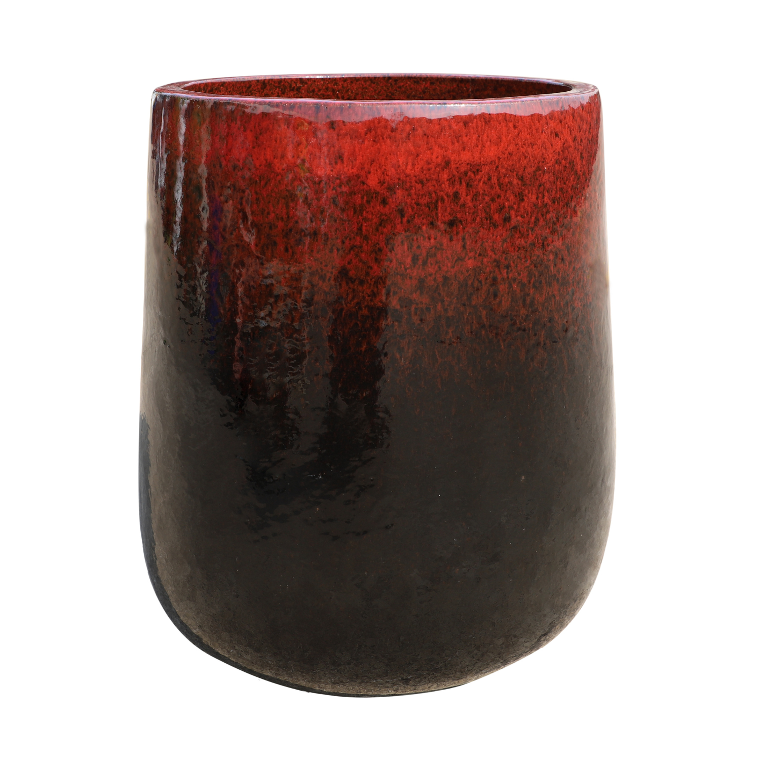 DIANE 30x35, large outdoor pot, handmade in glazed terracotta, frost-resistant, red on black