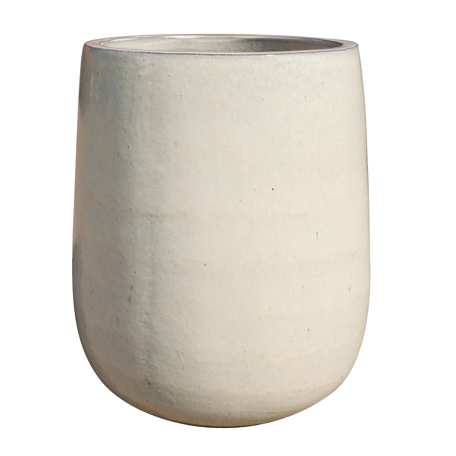DIANE 42x49 cm, pot grande taille d'extérieur fait main en terre cuite émaillée, résistant au gel, crème