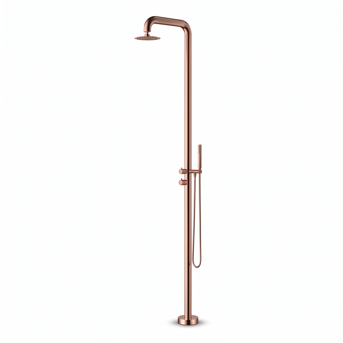 Ducha exterior EQUINOX R color cobre, vista frontal sobre fondo blanco