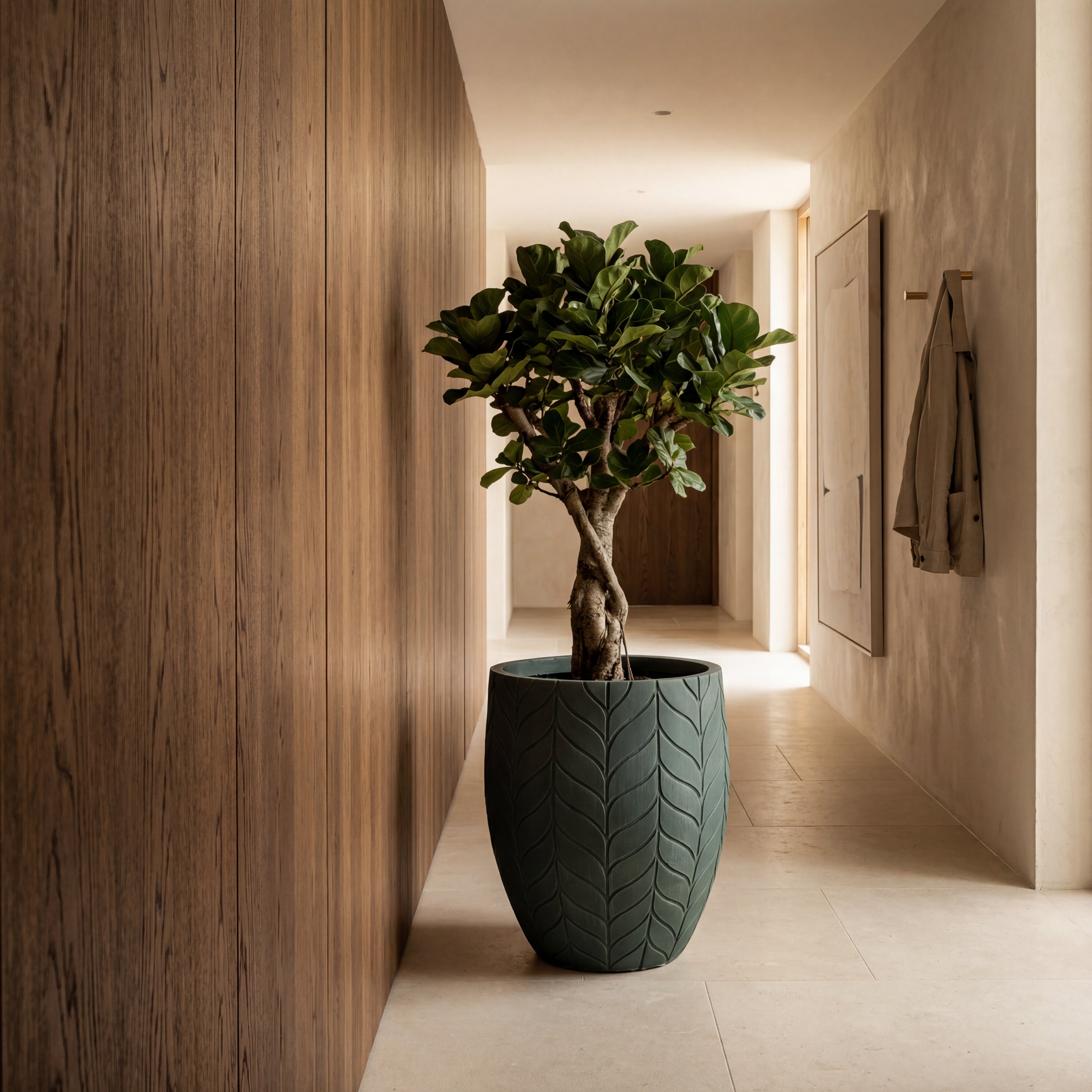 Pre-drilled planter ESSENCE 40x46cm dark green