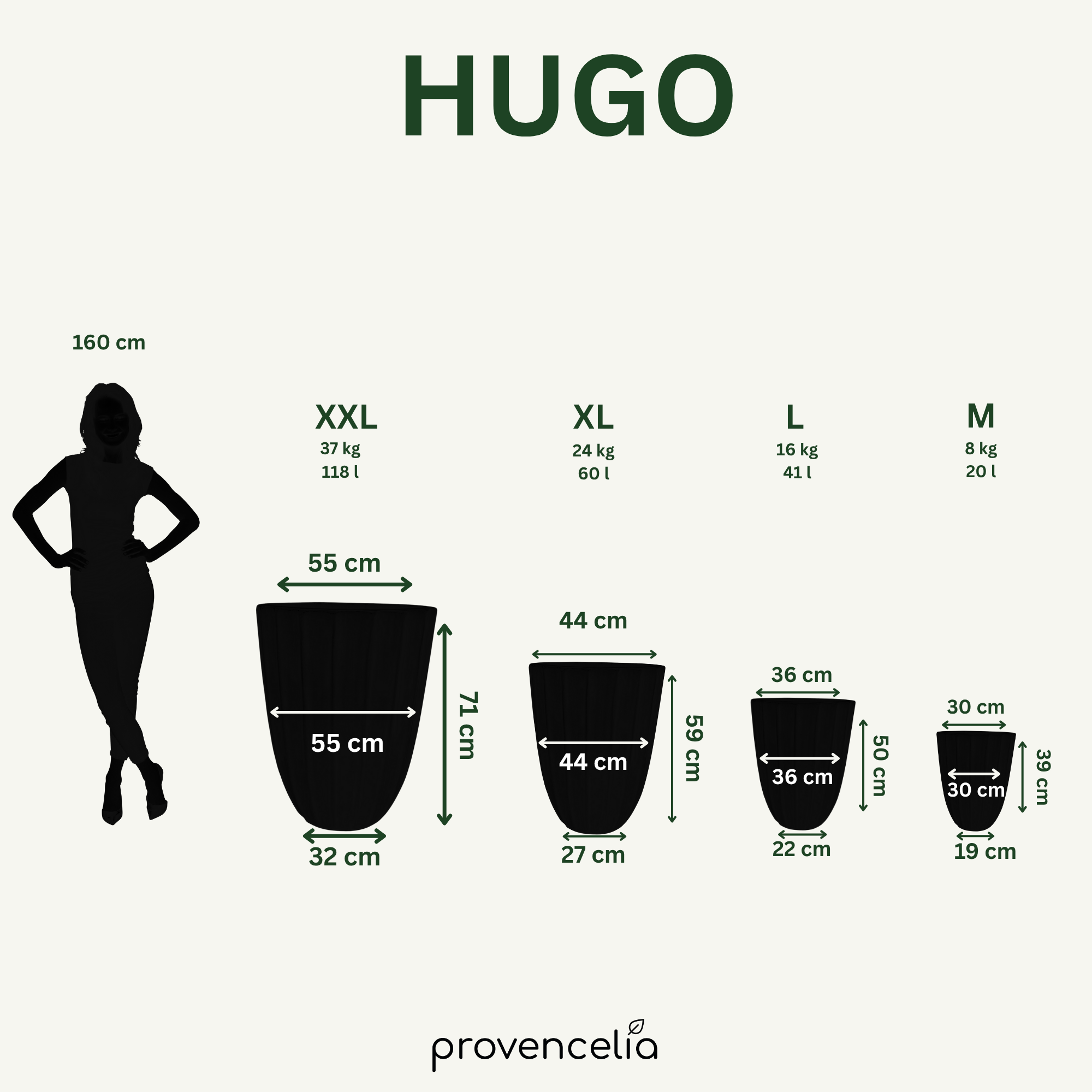 HUGO Pot 55x71cm sanded bronze