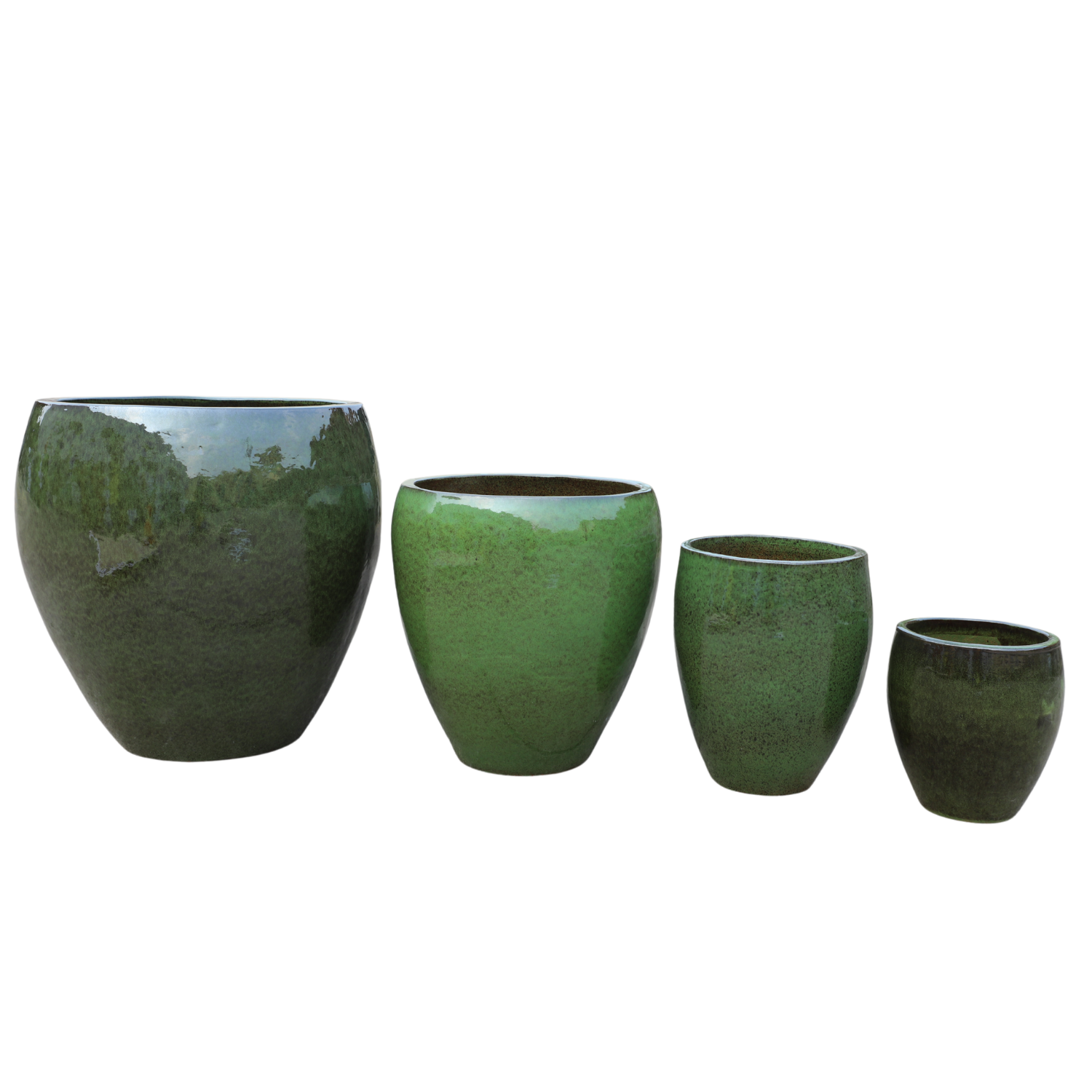 LAFONTAINE 52x52 cm, pot grande taille d'extérieur fait main en terre cuite émaillée, résistant au gel, vert tropical