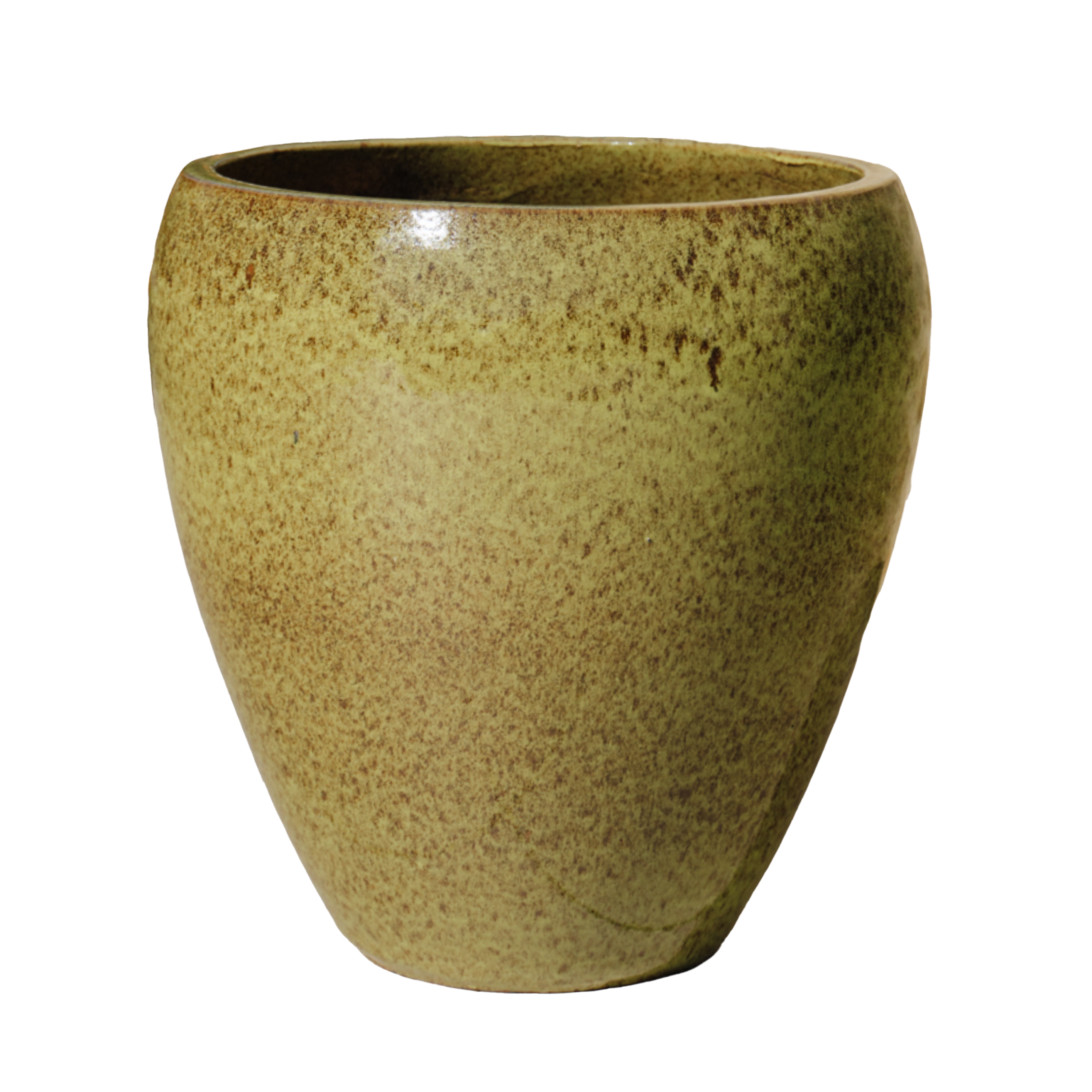 LAFONTAINE 52x52 cm pot grande taille d'extérieur fait main en terre cuite émaillée, résistant au gel, vert de lac