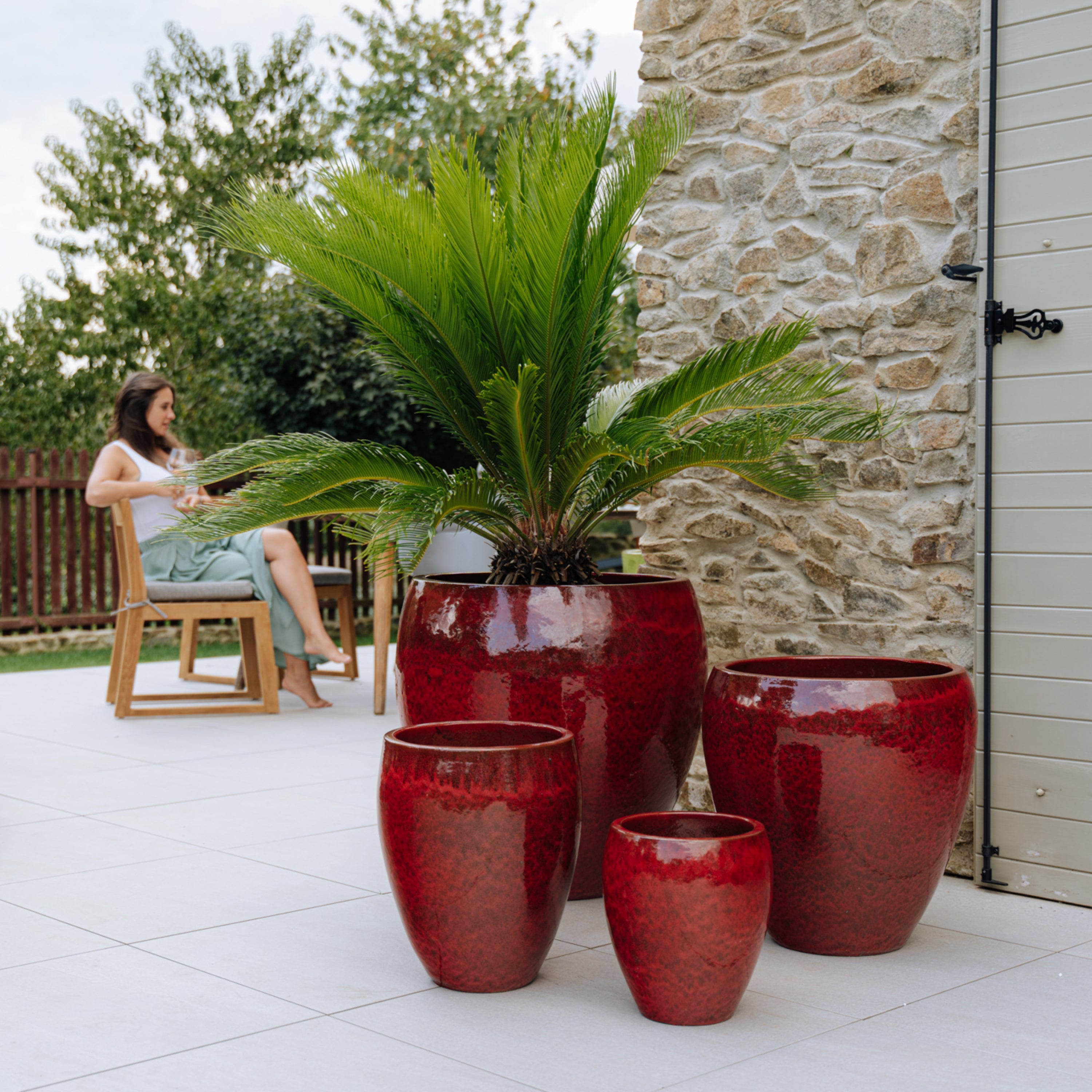 Pot LAFONTAINE 69x65cm tropisch rood
