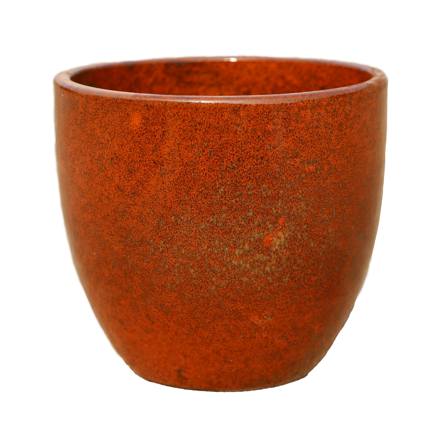Pot LANCELOT décoratif 57x50 cm rouille d’automne en terre cuite émaillée, vue de face sur fond blanc