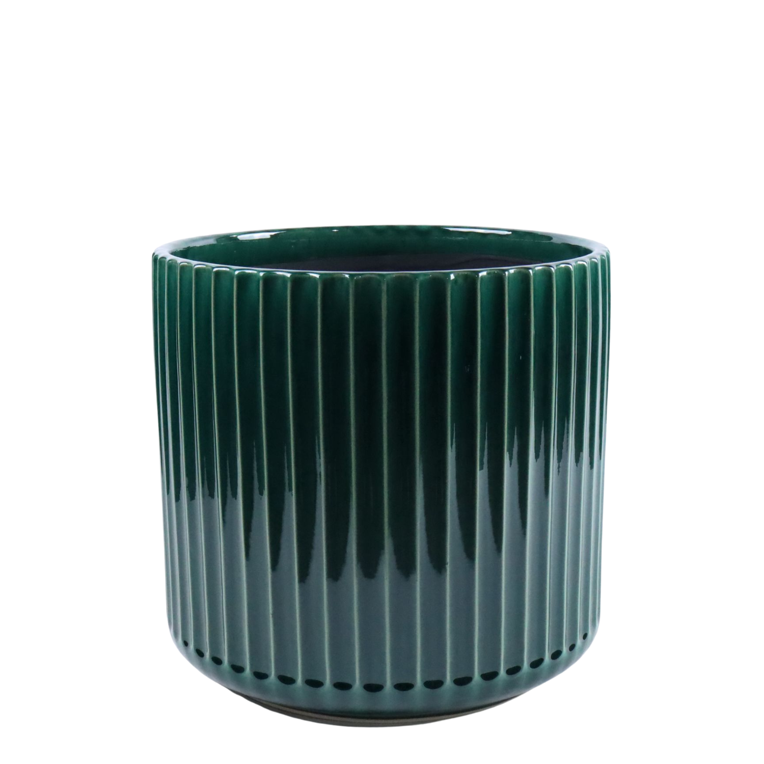LONDON 35x33 cm, large outdoor handmade pot in glazed terracotta, frost-resistant, fir green