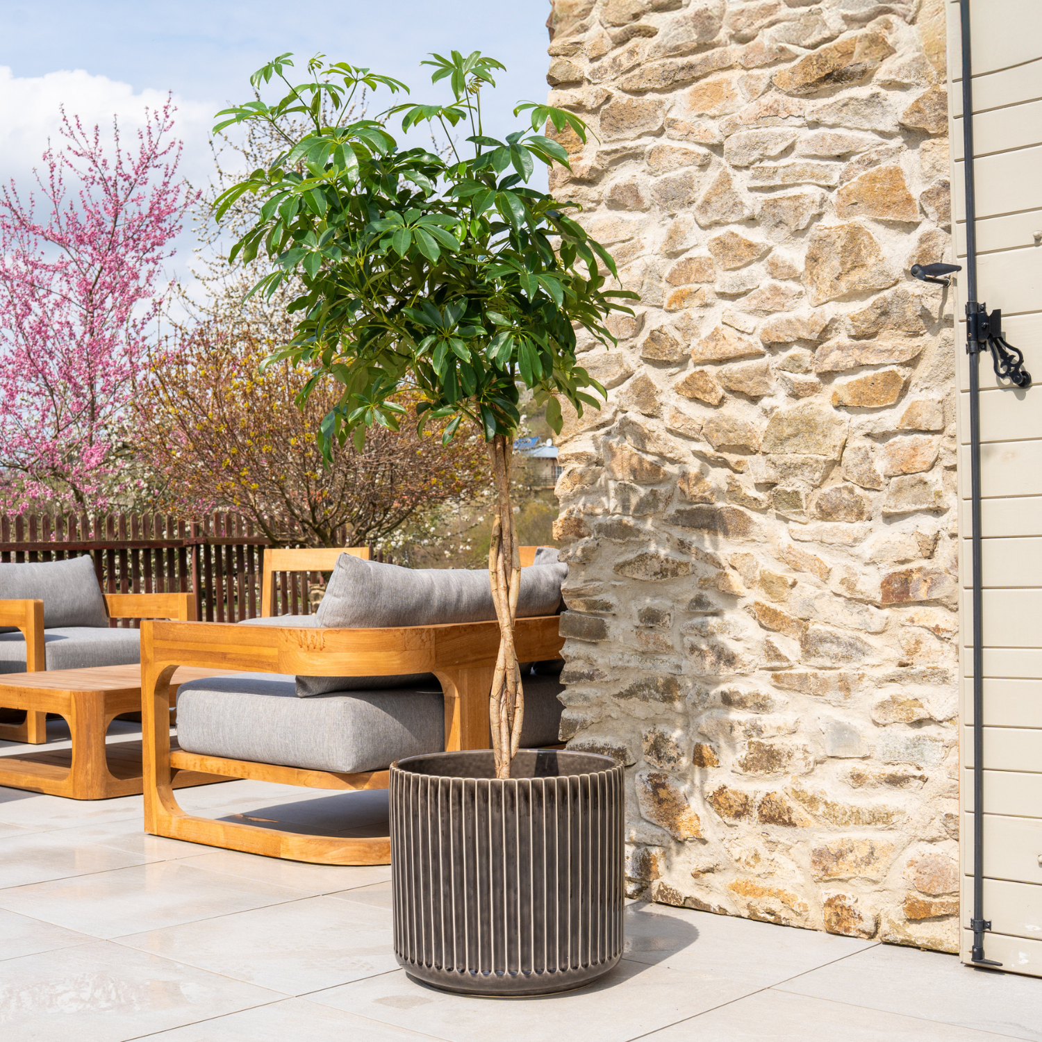 LONDON 42x39 cm, large outdoor handmade pot in glazed terracotta, frost-resistant, black