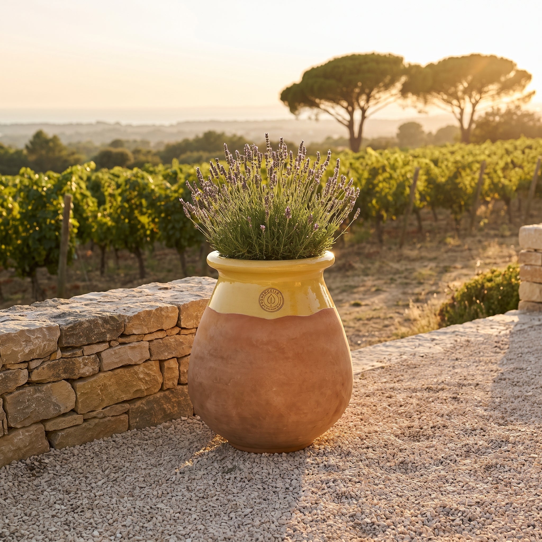 MADE IN PROVENCE Biot 85cm in whitewashed terracotta, honey-glazed rim