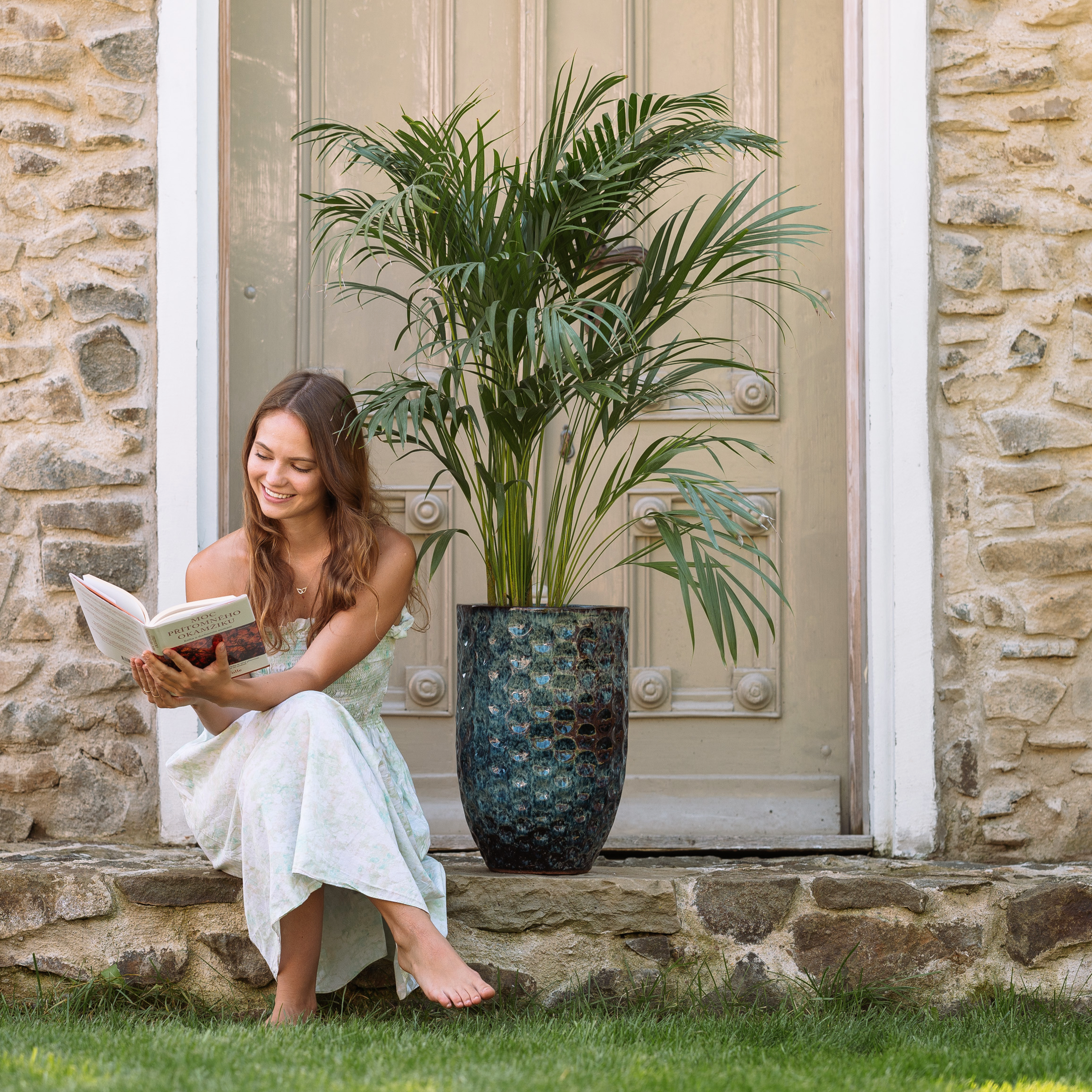 Pot MEROVEE 30x45cm bleu abysse