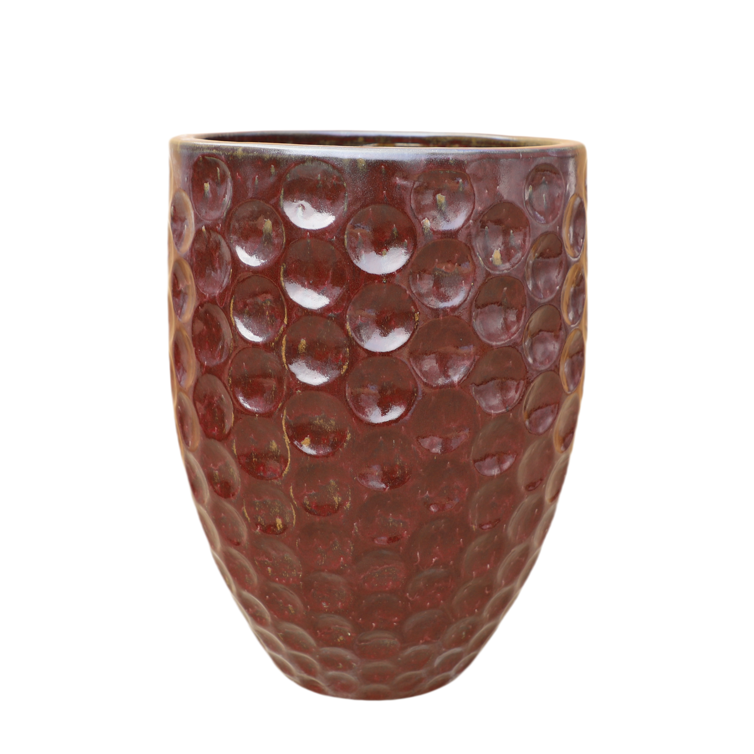 MEROVÉE 42x55 cm, pot grande taille d'extérieur fait main en terre cuite émaillée, résistant au gel, rouge brique