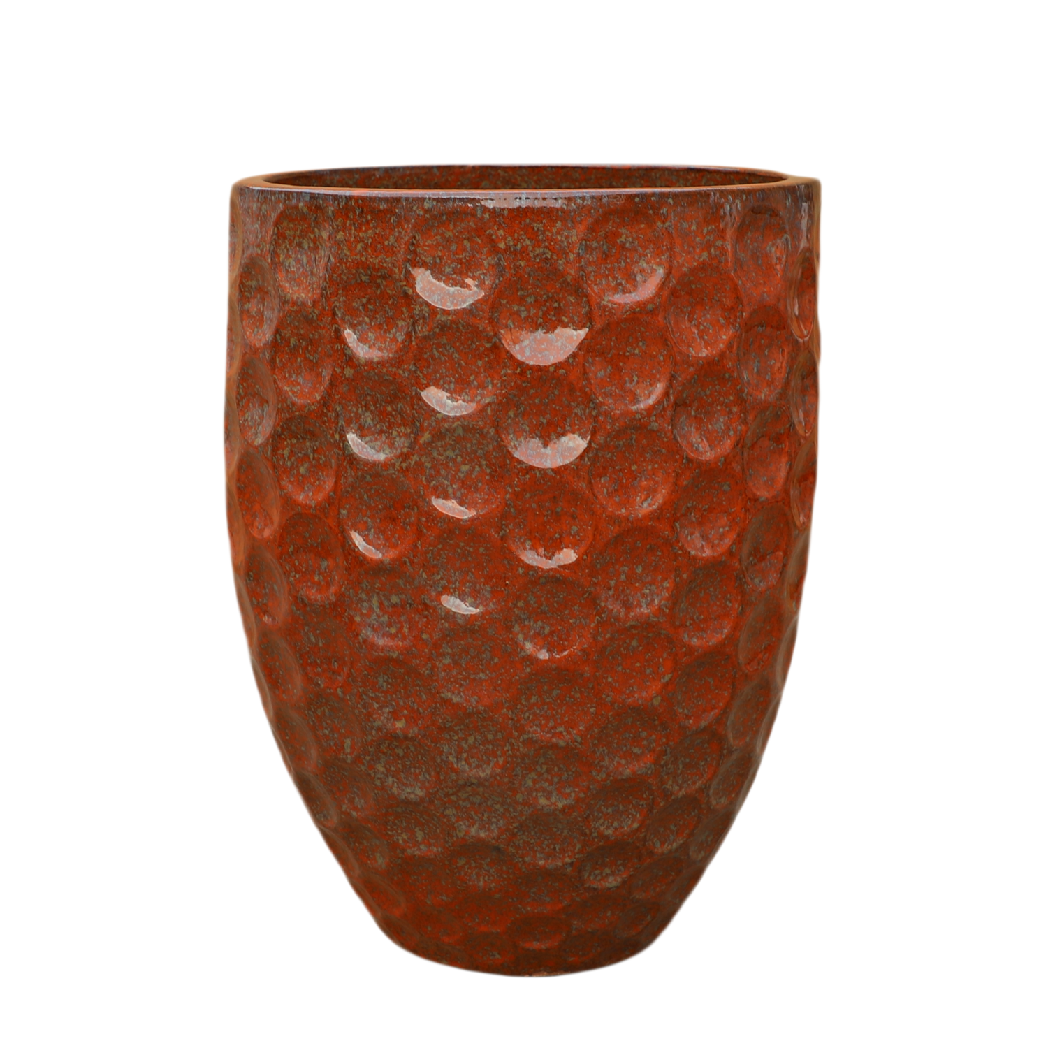 MEROVÉE 42x55 cm, pot grande taille d'extérieur fait main en terre cuite émaillée, résistant au gel, rouille d'automne