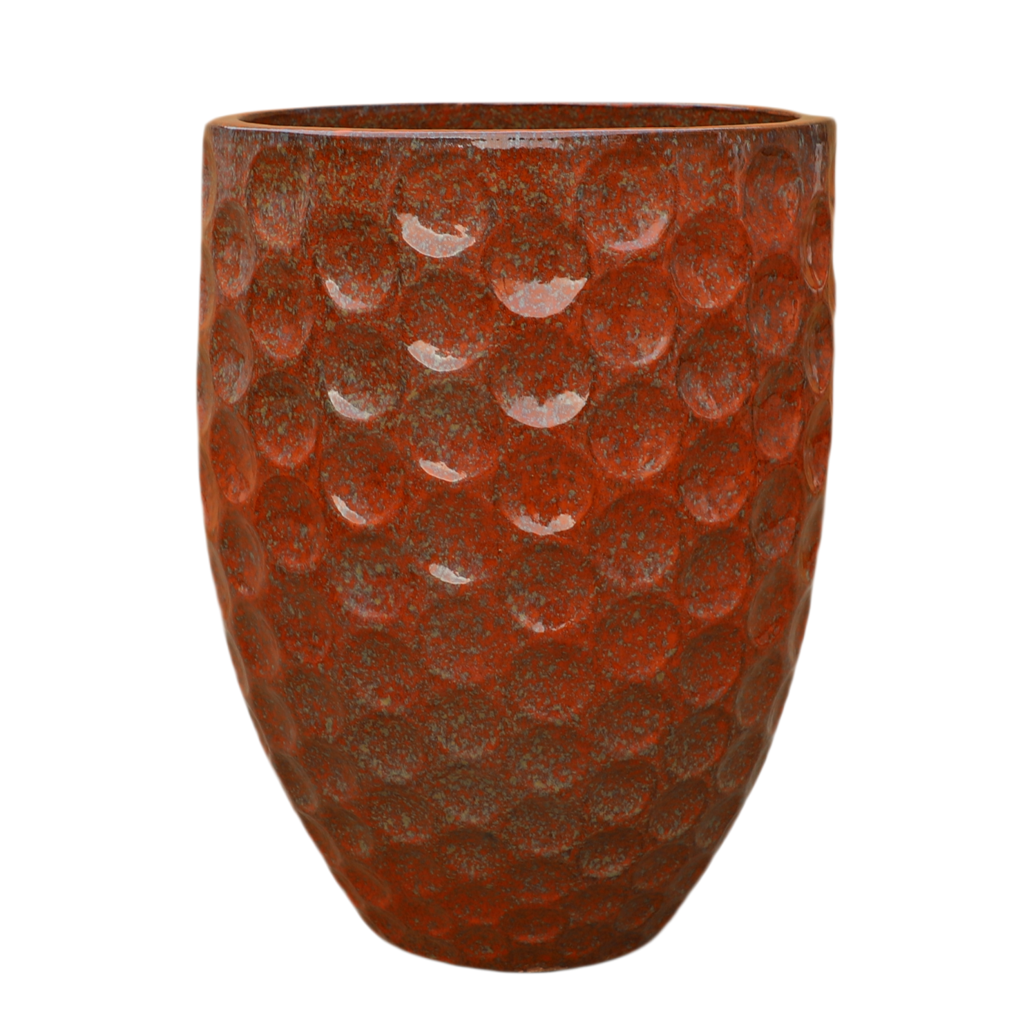 MEROVÉE 55x65 cm, pot grande taille d'extérieur fait main en terre cuite émaillée, résistant au gel, rouille d'automne