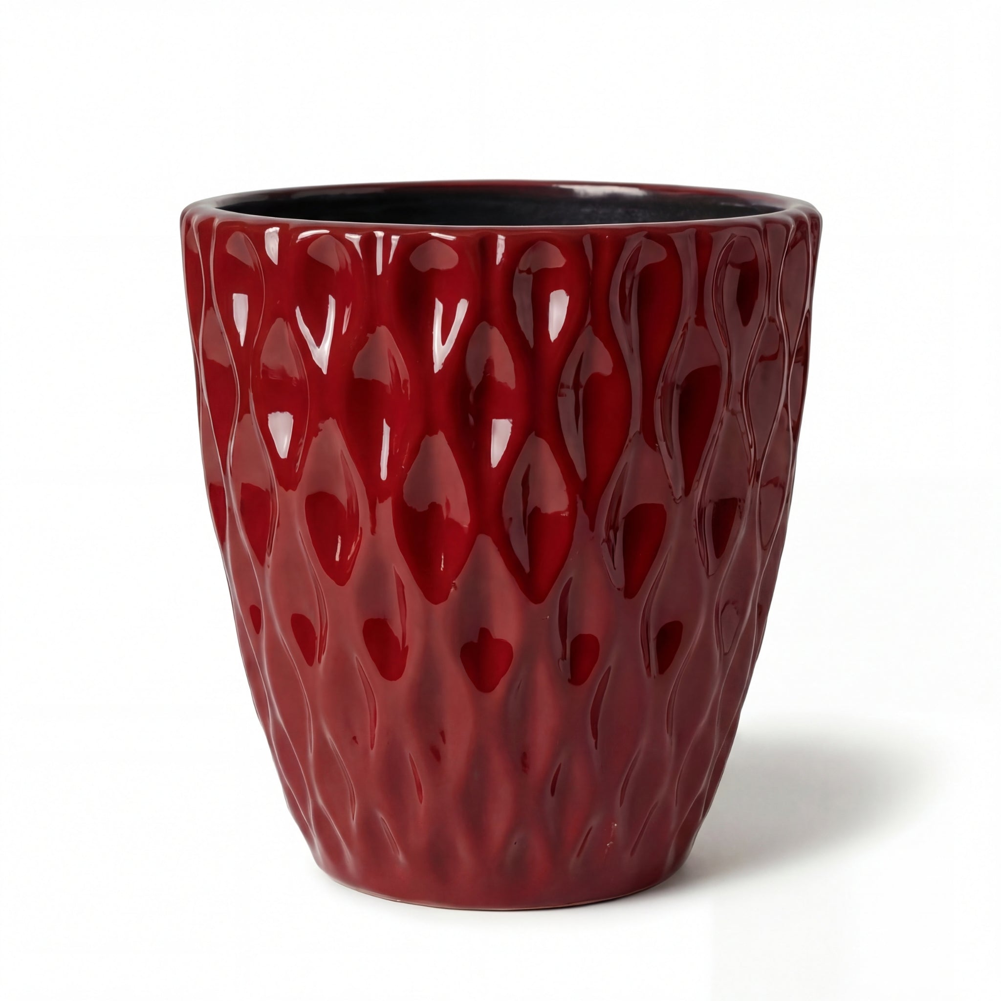 MONET 48x48cm rouge impérial, pot de grande taille d'extérieur fait main en terre cuite émaillée, résistant au gel