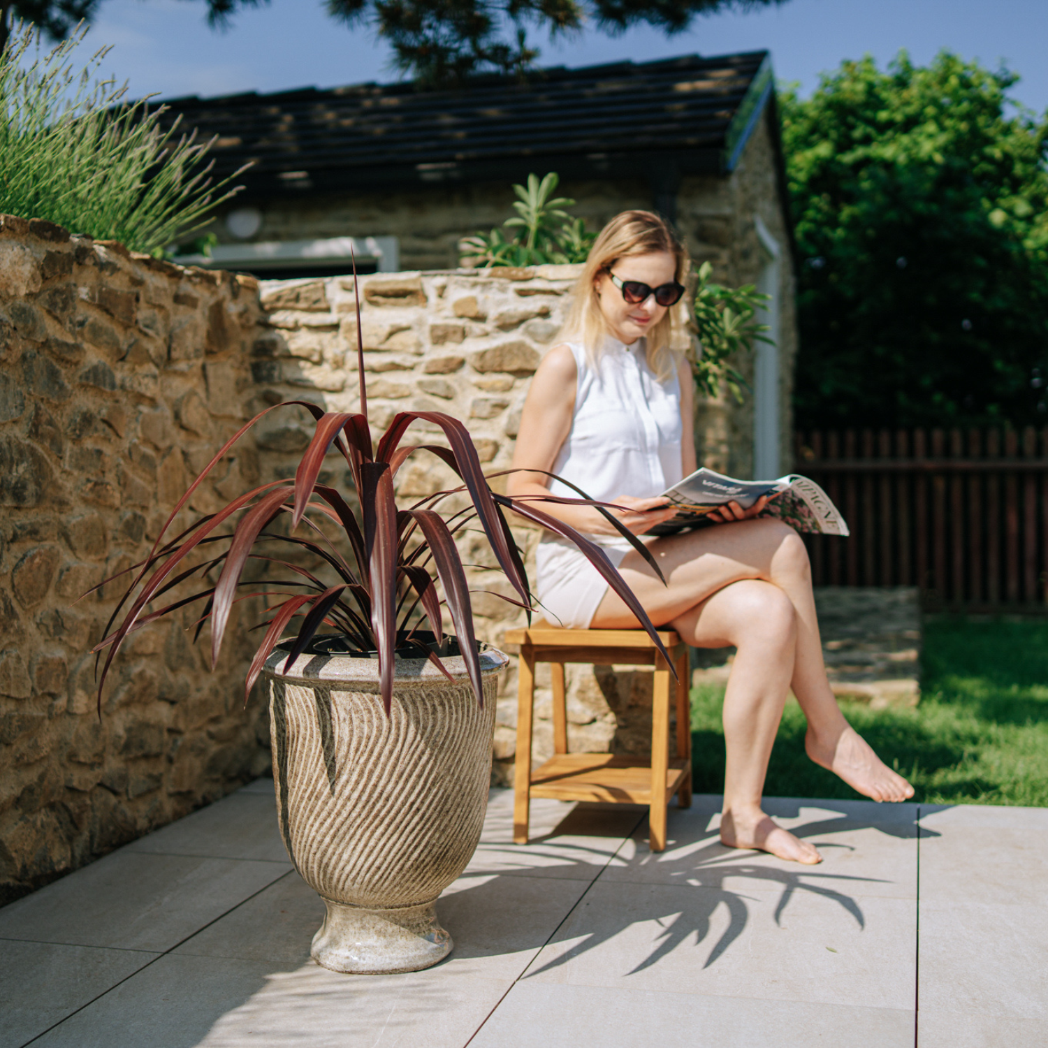 MORGANE Pot 42x52cm white striped