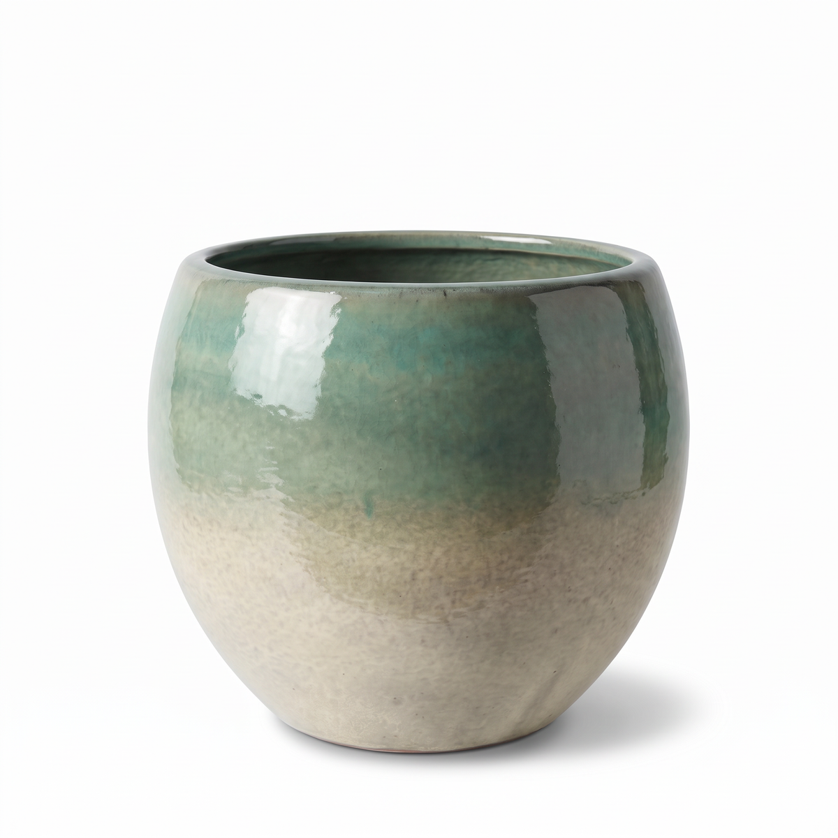 Pot MOZART décoratif 43x35 cm brume d’été en terre cuite émaillée, vue de face sur fond blanc