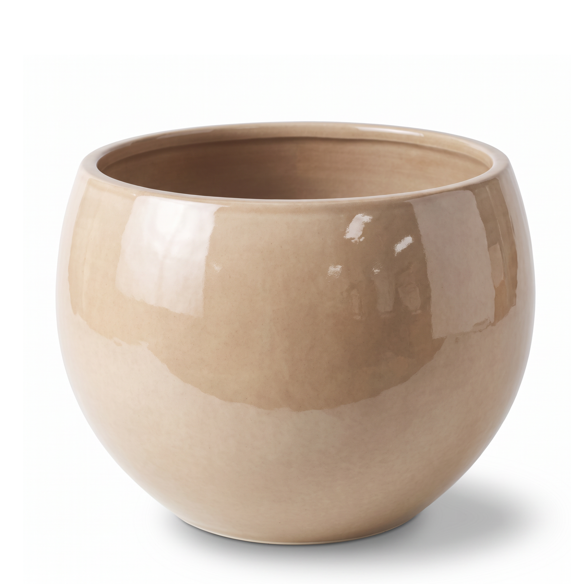 Pot MOZART décoratif 56x42 cm crème en terre cuite émaillée, vue de face sur fond blanc